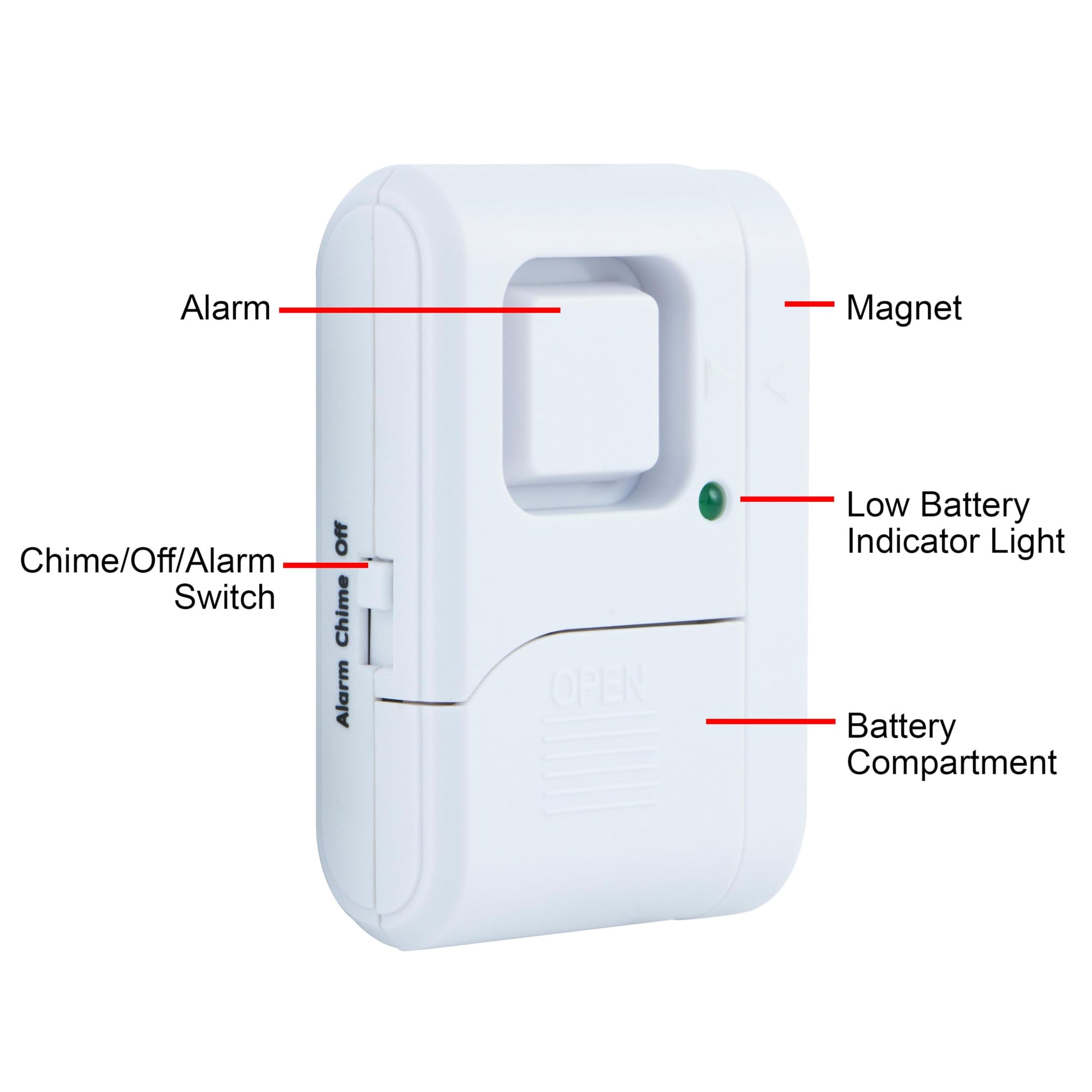 GE Personal Security Window and Door Alarm, 4 Pack, DIY Protection, Burglar Alert, Wireless Chime/Alarm, Easy Installation, Home Security, Ideal for Home, Garage, Apartment and More, White, 45174