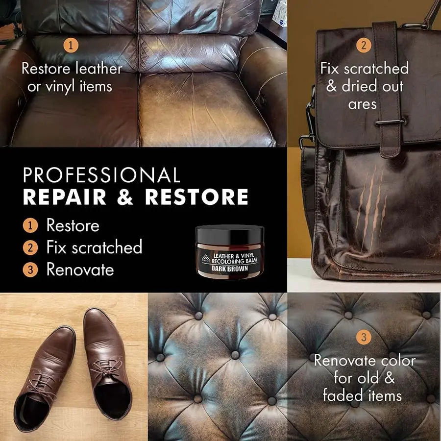 Leather Recoloring Balm, Color Restorer, Scratch Remover, Couch Paint and Repair, Leather Balm for Couches