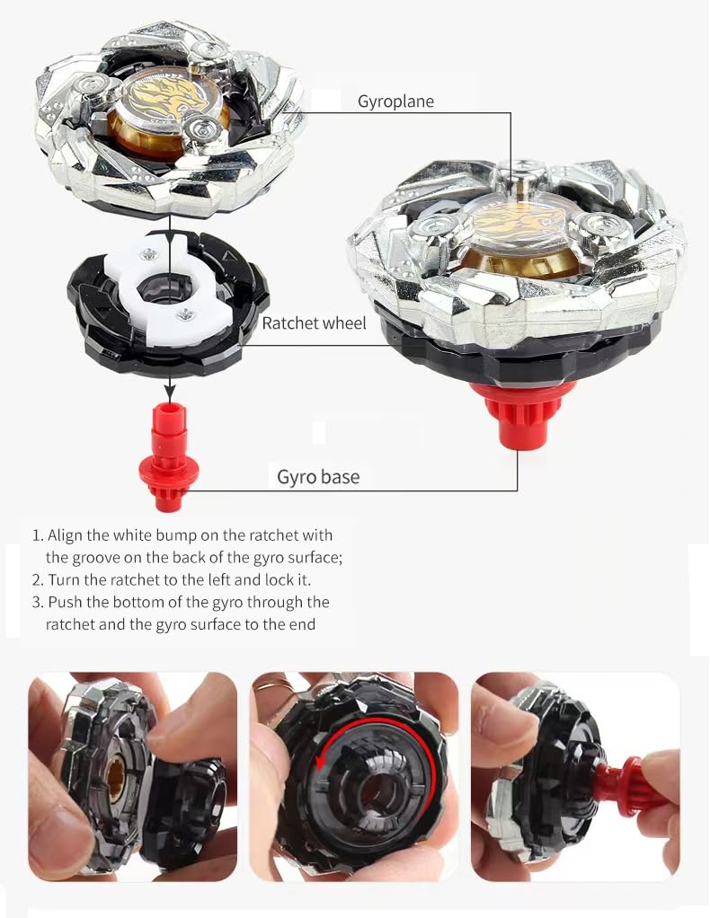 MUSTYBELT Bey Battling Set, GyroTops Burst Blade Toy Combat Battling Game Set, Spinning Gift for Boys, Ages for 8 10 12+ (12 Spinning Tops Tool Box)