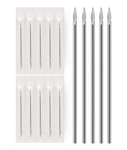 BodyJ4You 10PC Piercing Needles 18G - Sterile Disposable Sharp Surgical Stainless Steel - Nose Septum Ear Tragus Helix Labret Nipple Lip Navel
