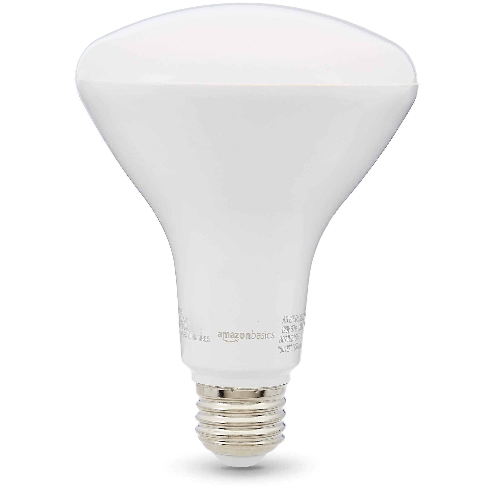 Amazon Basics BR30 LED Light Bulbs, Energy Efficient, Dimmable, E26 Standard Base, 65 Watt Equivalent, 11W, 10,000 Hour Lifetime, Soft White 2700K, 6-Pack of Bulbs