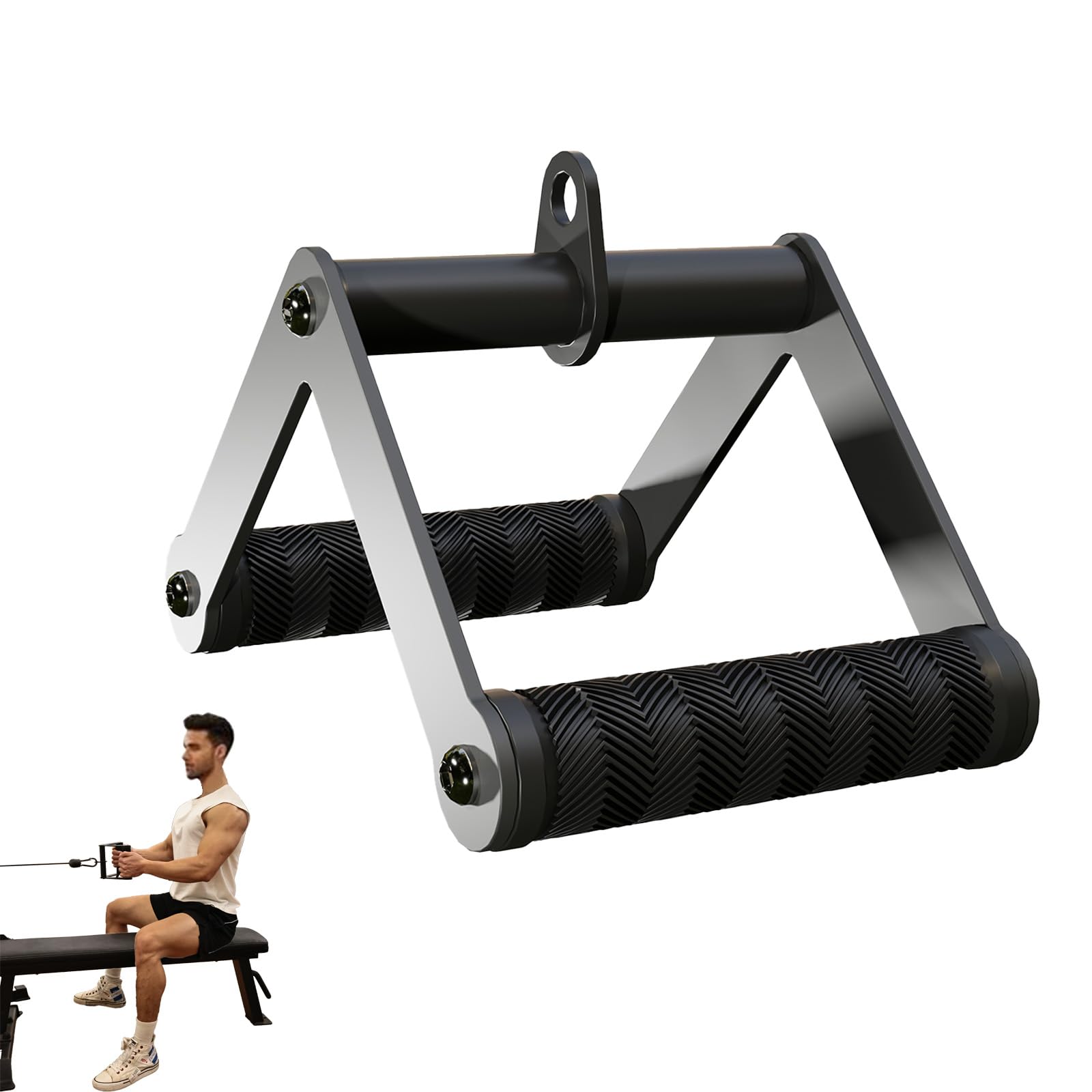 Fitarc Double D Row Handle Cable Attachments for Gym, Non-Slip V Bar Attachment for Home Gym Equipment, T Bar Row Attachment for Back Training, LAT Pulldown Attachments and Cable Machine Attachment