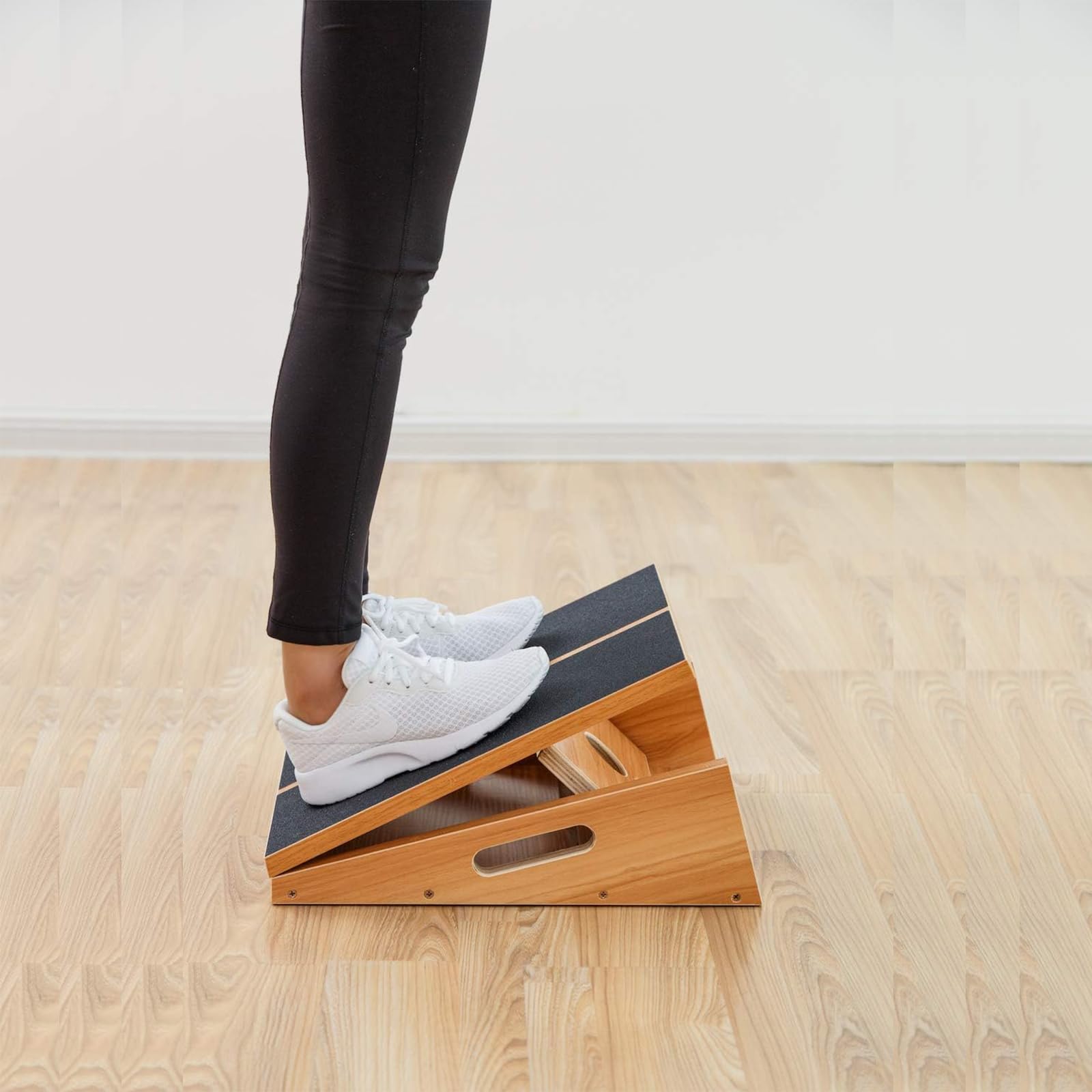 StrongTek Professional Wooden Slant Board, Adjustable Incline Board, and Calf Stretcher, Stretch Board - Extra Side-Handle Design for Portability, Full-Coverage