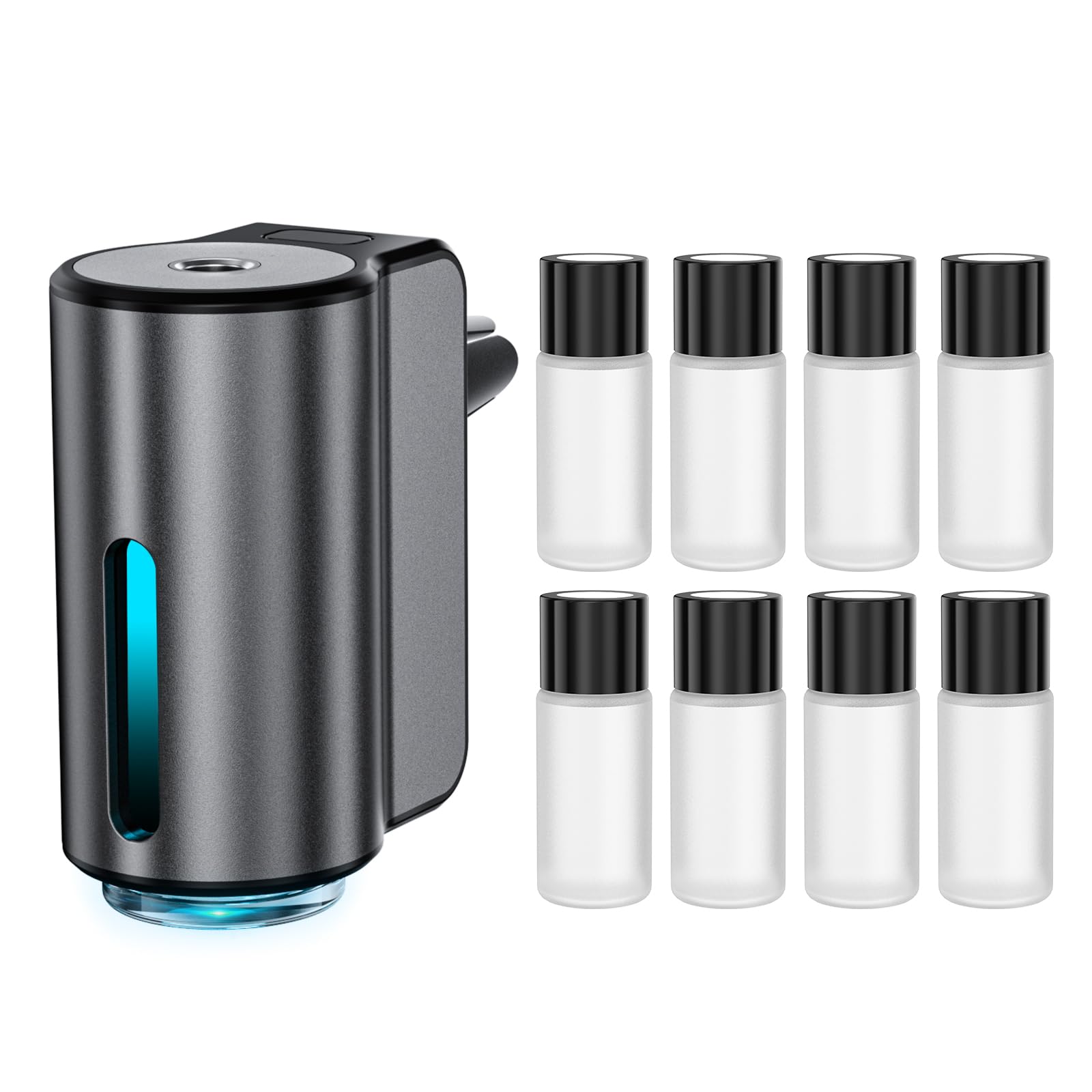 Smart Car Air Freshener, Car Air Freshener Diffuser, Car Diffuser Air Freshener with Three Adjustable Modes, Aromatizante para Carro, Car Diffuser with 8pcs Essential Oil(Black)
