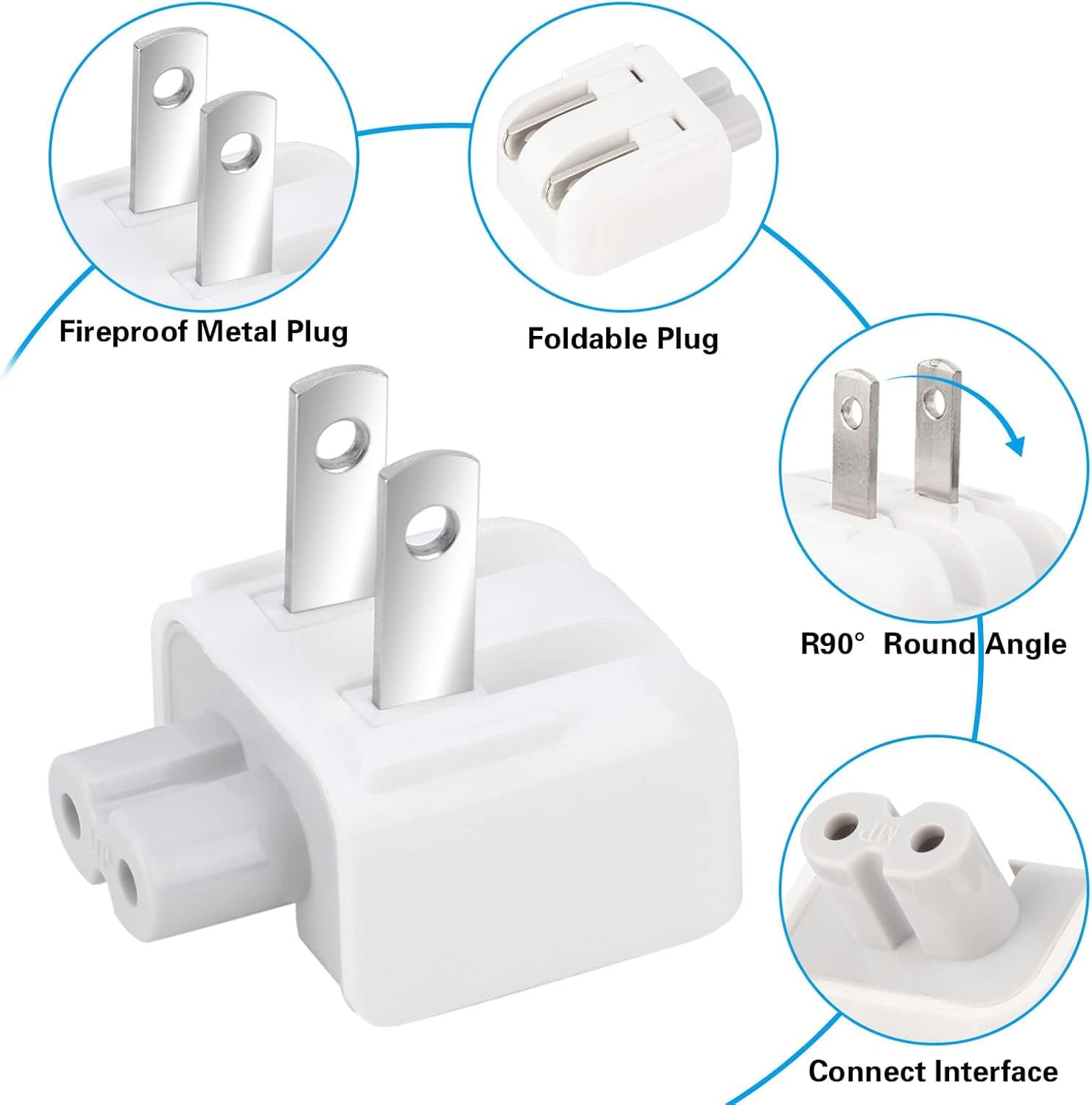 Mandalahuang Mac Wall Adapter Plug Duckhead US Charger Cord Standard Duck Head for MacBook, iBook, iPhone, iPod Power Adapter Brick (2 PCs)