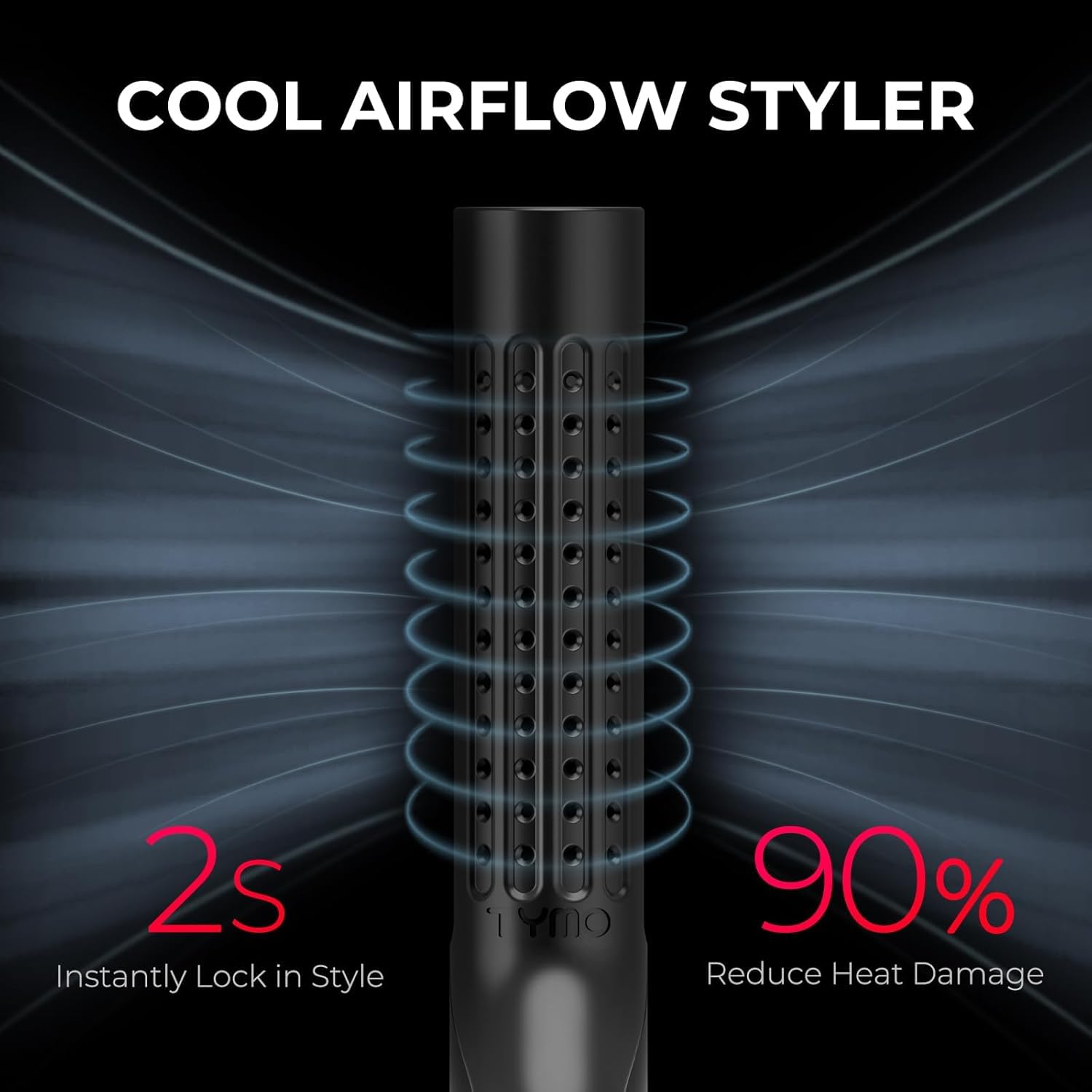 TYMO Airflow 2.0 Curling Iron Flat Iron - Hair Straightener and Curler 2 in 1, 1.25 Inch Curling Wand for Long Short Hair, Dual Voltage for Travel, 54 Million Ionic, Anti-Tangle, 5 Temps, Black