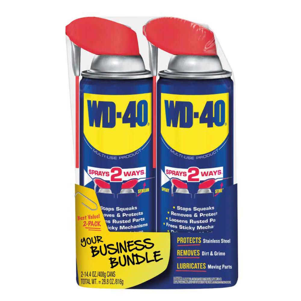 WD-40 بخاخ التركيبة الأصلية، منتج متعدد الاستخدامات مع رشاش Smart Straw بطريقتين، 14.4 أونصة [عبوتان]