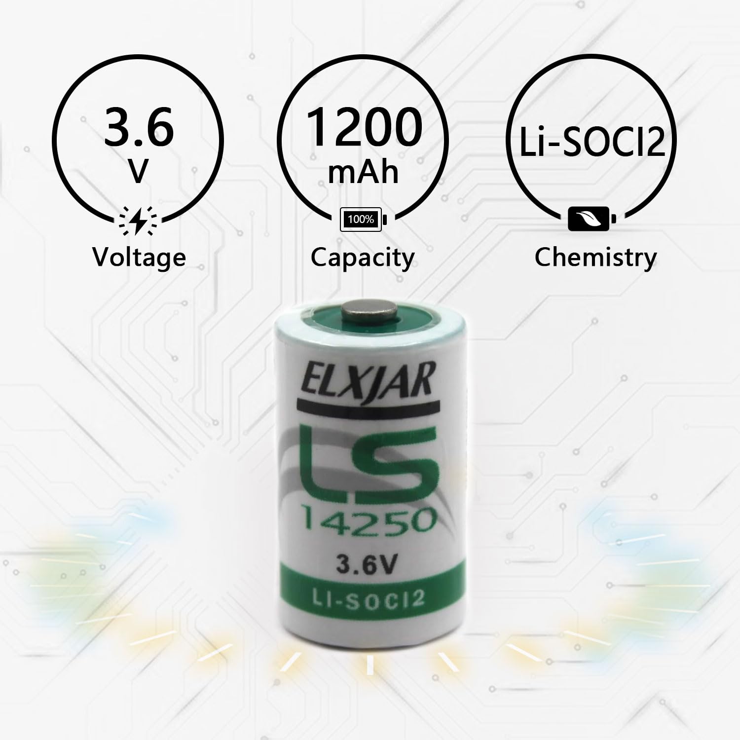 Coonyard (2-Pack) 3.6V 1200mAh LS14250 1/2AA Lithium Battery Replacement for SAFT LS14250 LS14250BA LS3 LS3BA ER14250 TL-5101 TL-5151 Utility Water Gas Electricity Meter