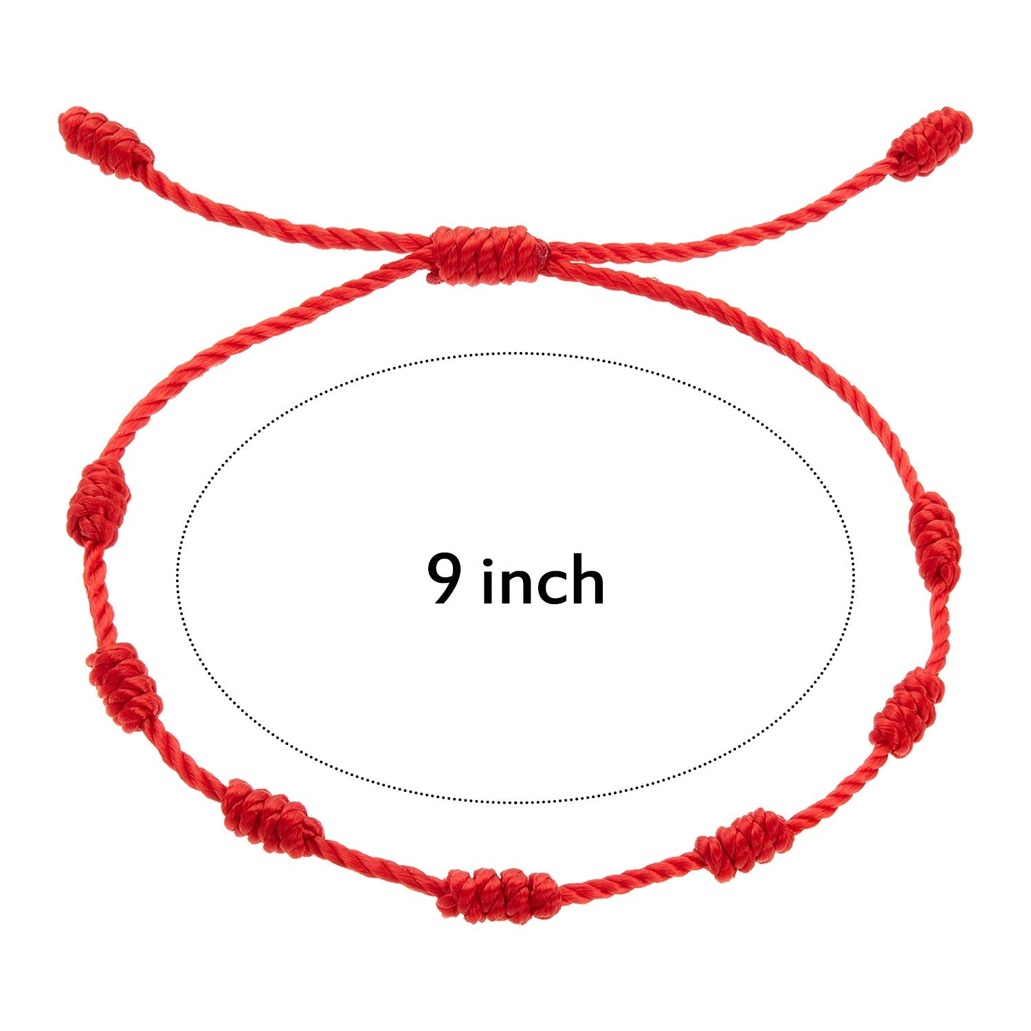 WILLBOND 6 Pieces Red String Bracelets Red Cord Bracelet Adjustable Knot String Bracelet Amulet for Protection, Evil Eye and Good Luck(7 Knots Style)