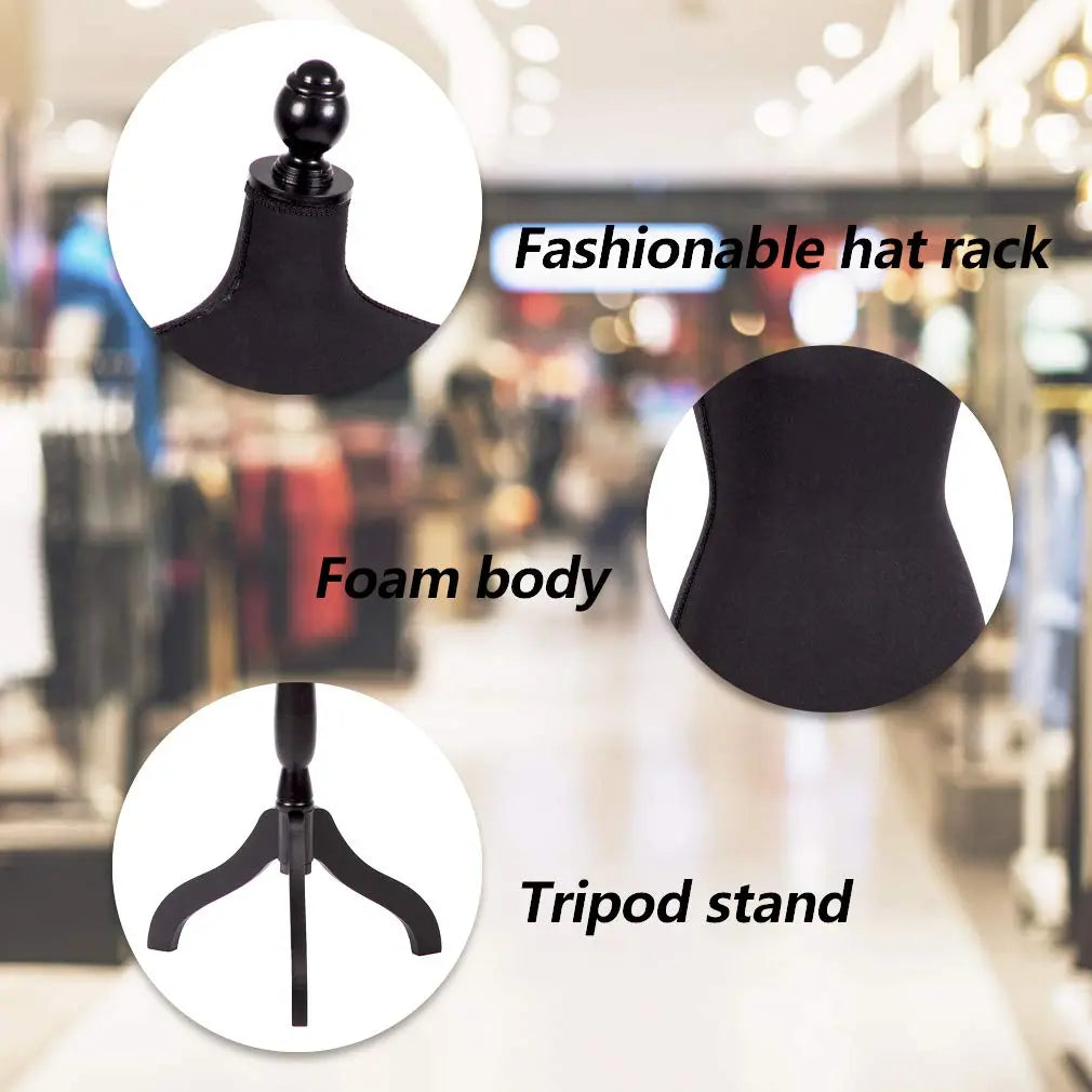 FDW Manikin 60”-67”Height Adjustable Female Dress Model Display Torso Body Tripod Stand Clothing Forms (Black, 60-67 Inches)