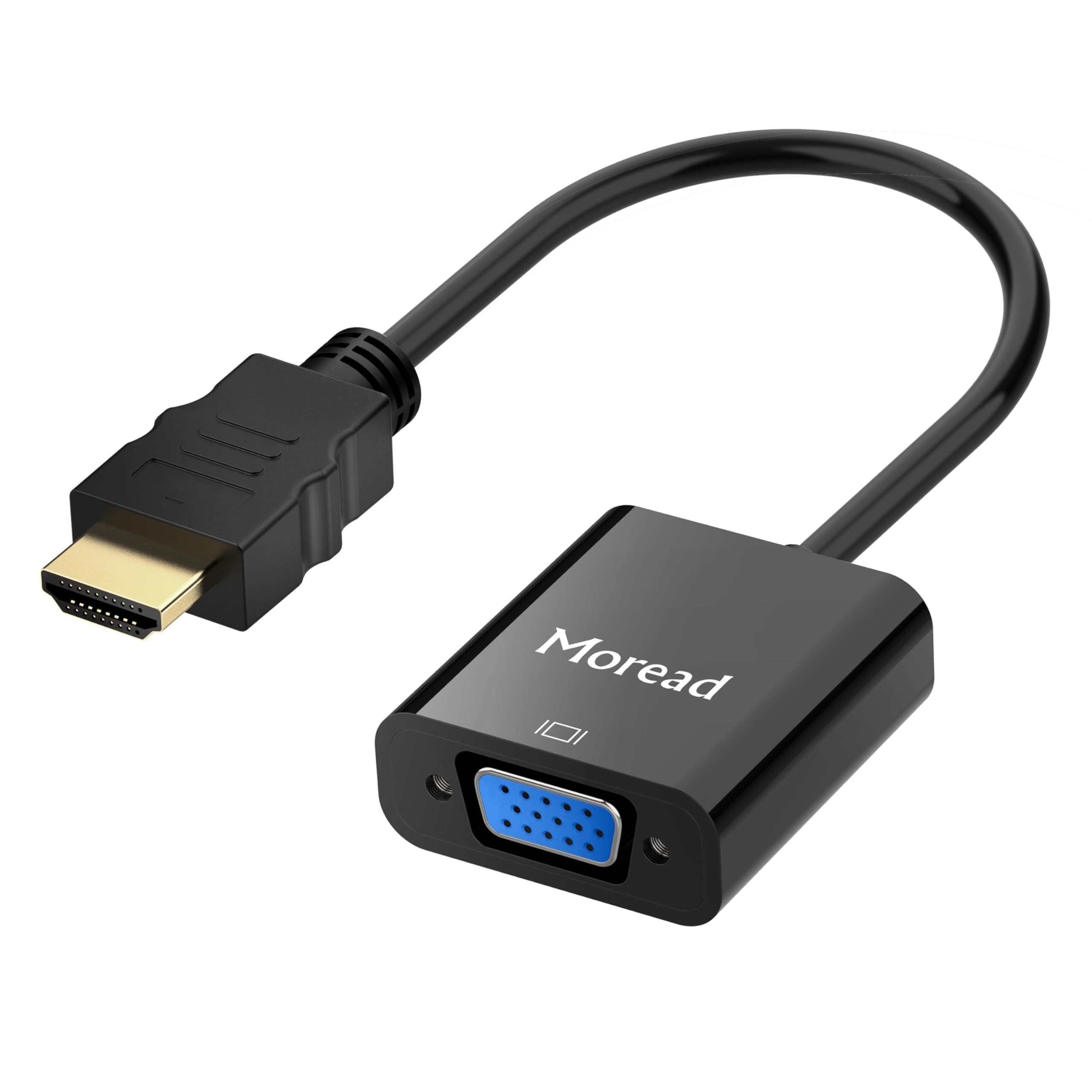 HDMI to VGA, Uni-Directional Gold-Plated HDMI to VGA Adapter (Male to Female) for Computer, Desktop, Laptop, PC, Monitor, Projector, HDTV, Chromebook, Raspberry Pi, Roku, Xbox and More - Black