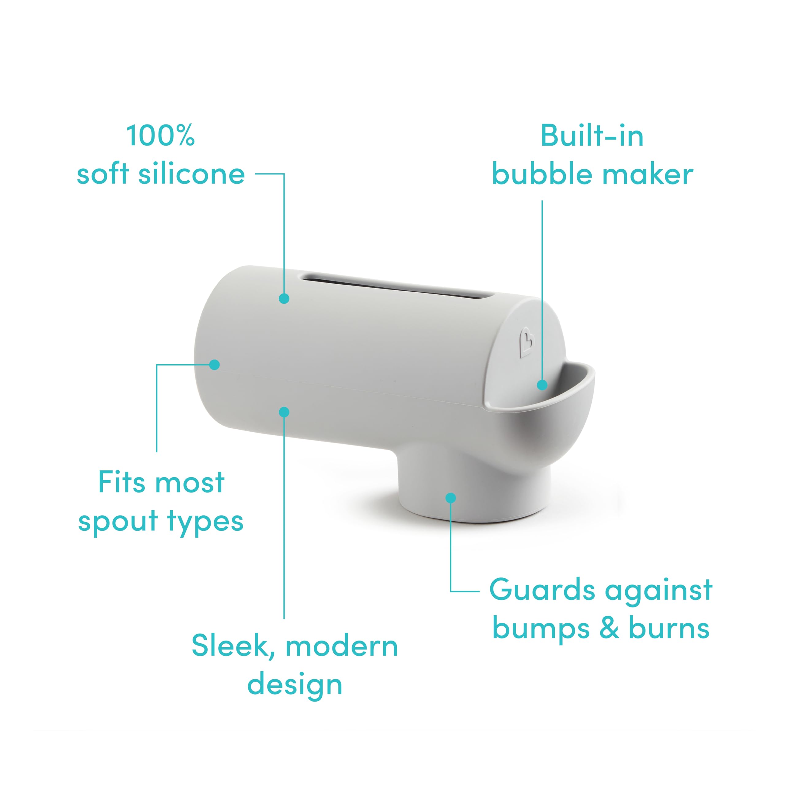 Munchkin® Soft Spot™ Bath Spout Cover for Baby, Bathtub Guard with Built-in Bubble Bath Dispenser, Silicone, Grey