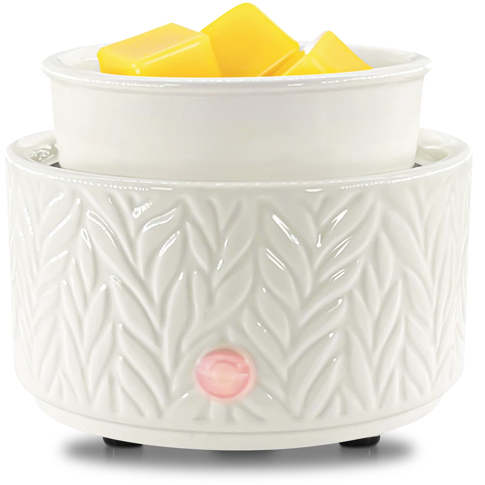 EQUSUPRO Warmer شمعي لقطع الشمع العطرية 3 في 1 سخان شمع شمعة سيراميك كهربائي موقد شمع عطري للمنزل والمكتب وغرفة النوم هدية وديكور (ورقة شجر)