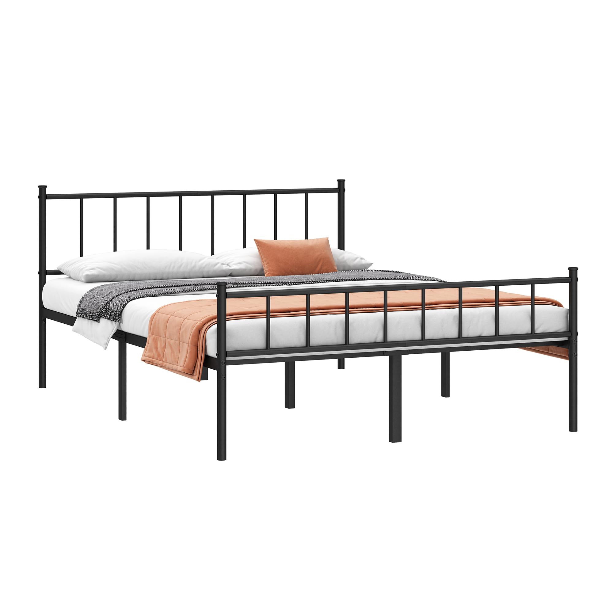 DIIYIV Queen Bed Frame-Classic Metal Platform Bed Frame,Mattress Foundation with Steel Slat Support,Under Foundation Storage,No Box Spring Needed, Easy Assembly, Queen Size