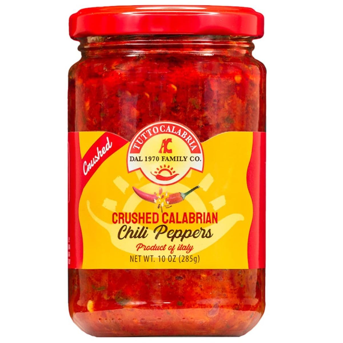 TUTTOCALABRIA Calabrian Chili Pepper Pieces, 10oz (285g), Spicy Condiment with Calabrian Chili Peppers, Extra Virgin Olive Oil, Ideal for Pasta, Pizza, Sandwiches and Fish, Made in Italy
