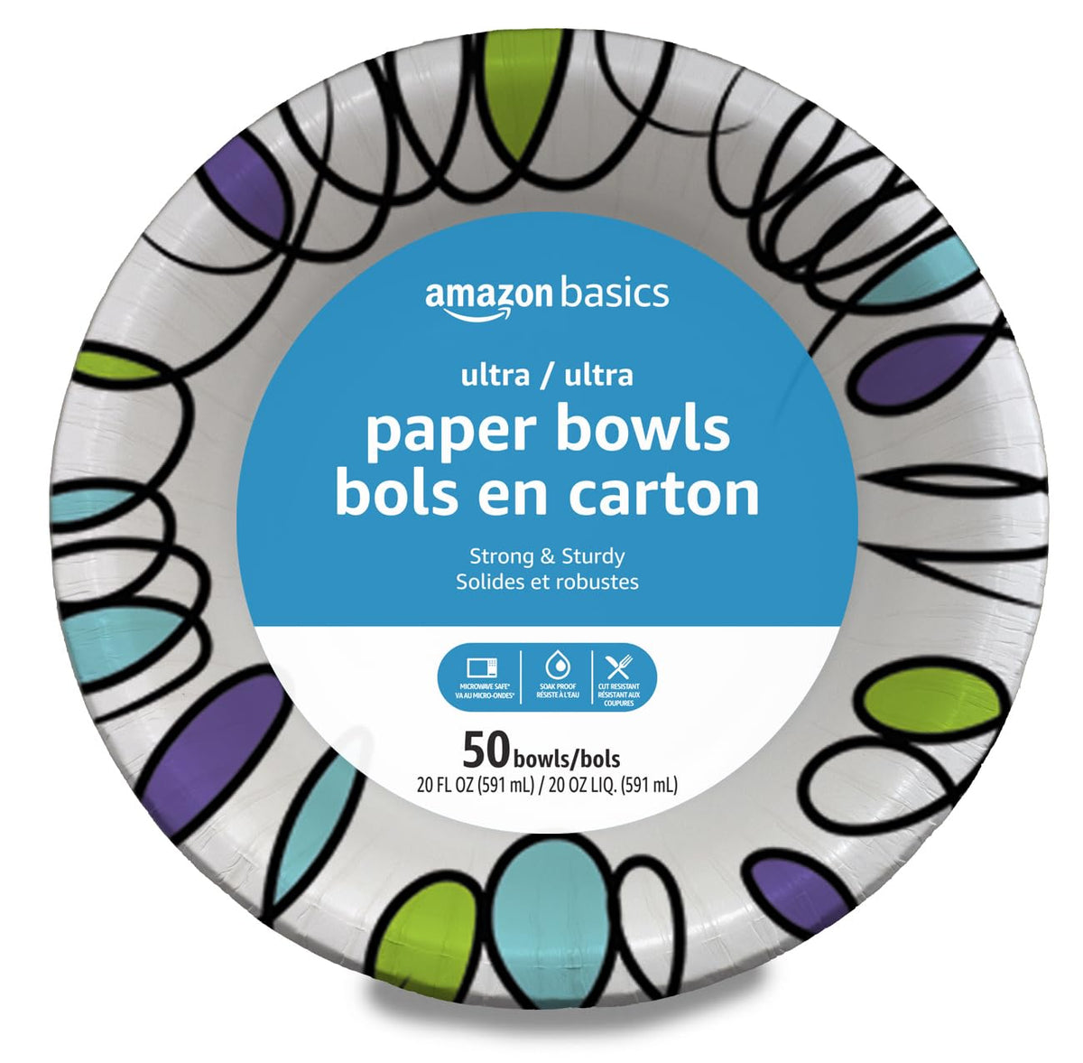 Basics Ultra Paper Bowls, 20 Oz, Disposable, 50 Count, White (1 pack of 50)