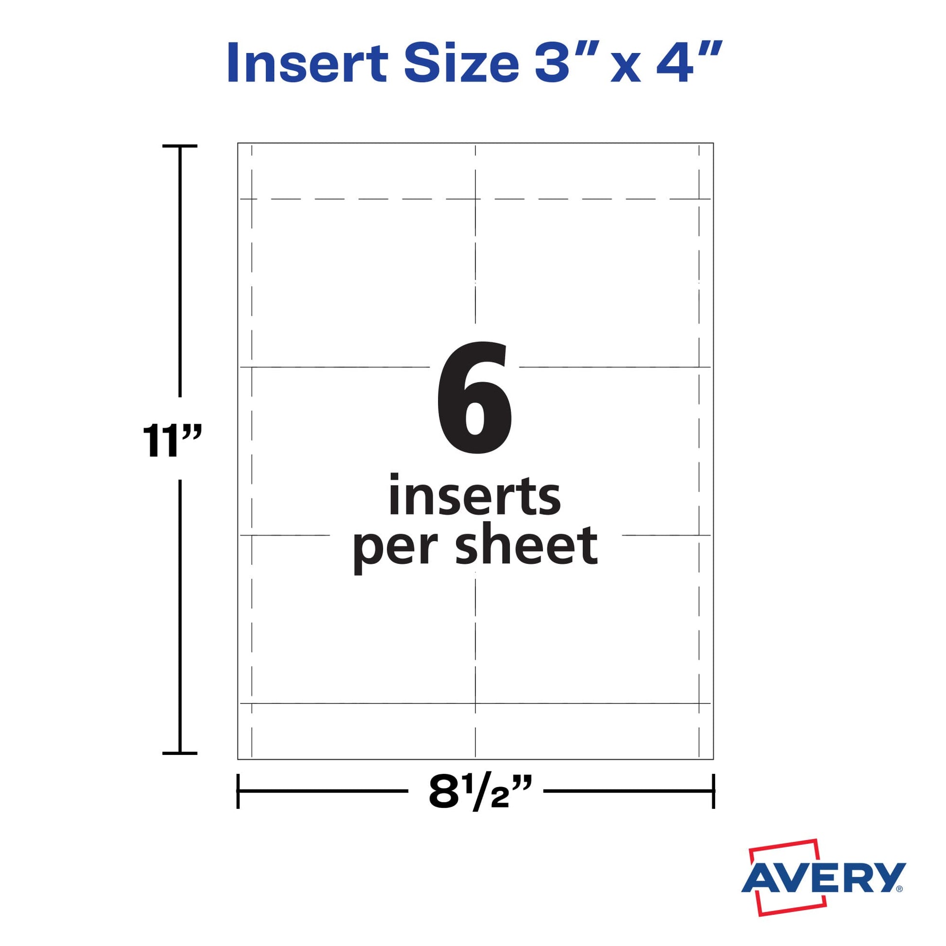 Avery Customizable Name Badge Inserts for Name Tag Holders, 3" x 4", White, Laser/Inkjet Printable, 300 Total (5392)