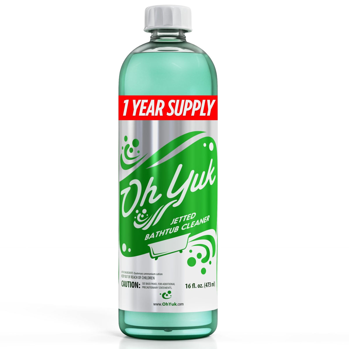 Oh Yuk Jetted Tub Cleaner für Jacuzzis, Badewannen, Whirlpools, der effektivste Reiniger für Whirlpools, septikfreundlich, 4 Reinigungen pro Flasche – 473 ml