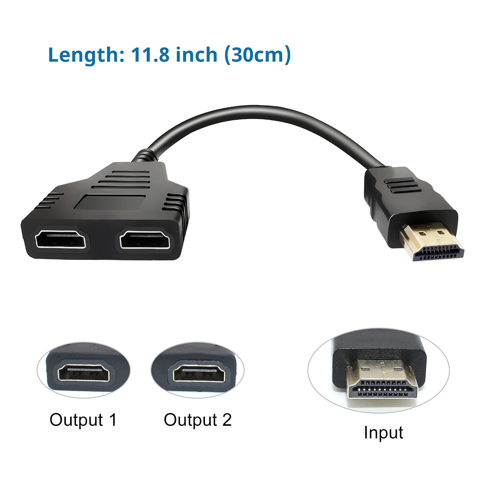 BATU HDMI Splitter Adapter Cable - Hdmi Splitter 1 in 2 Out Male to Dual HDMI Female 1 to 2 Way for HD, LED, LCD, TV, Support Two The Same TVs at The Same Time Mirror Only Can't Extend Display