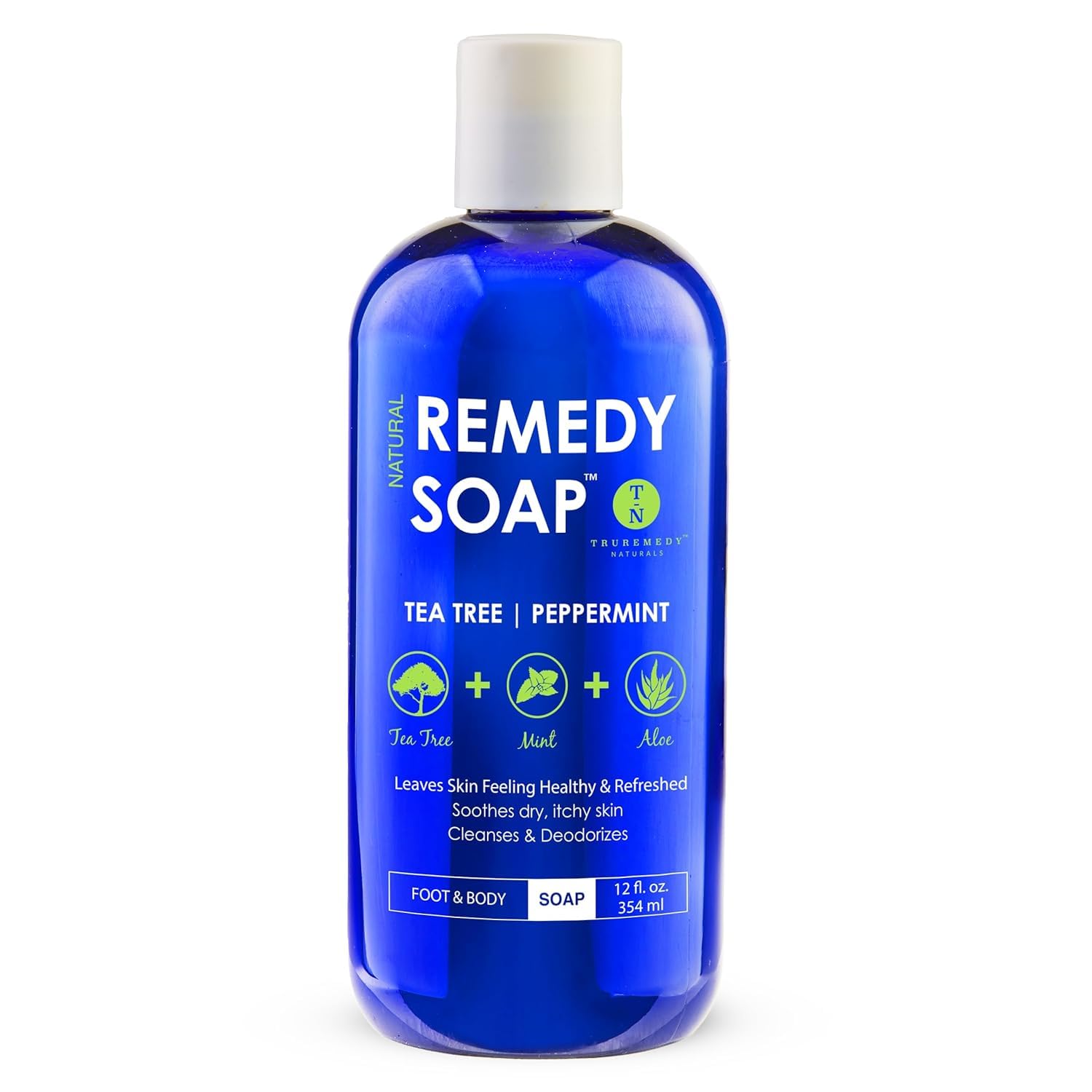 Truremedy Naturals 12 oz Tea Tree Oil Body Wash - Invigorating Tea Tree Soap with Peppermint, Aloe, Eucalyptus, Coconut and Olive Oil - Refreshing Body Wash for Men and Women - Shower Gel Cleanser