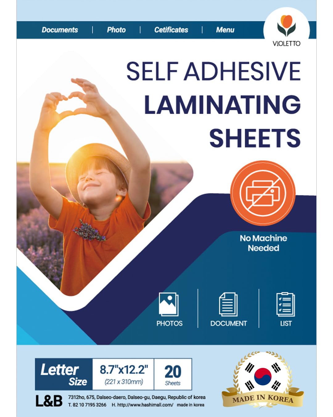 Selbstklebende Laminierfolien 22 x 31 cm, 100 Mikron, 20er Pack, ohne Hitze, ohne Maschine, abziehbare und aufklebbare Laminierfolien, selbstklebendes Kontaktpapier, selbstversiegelnde Klarsicht-Vinylaufkleber von VIOLLETO