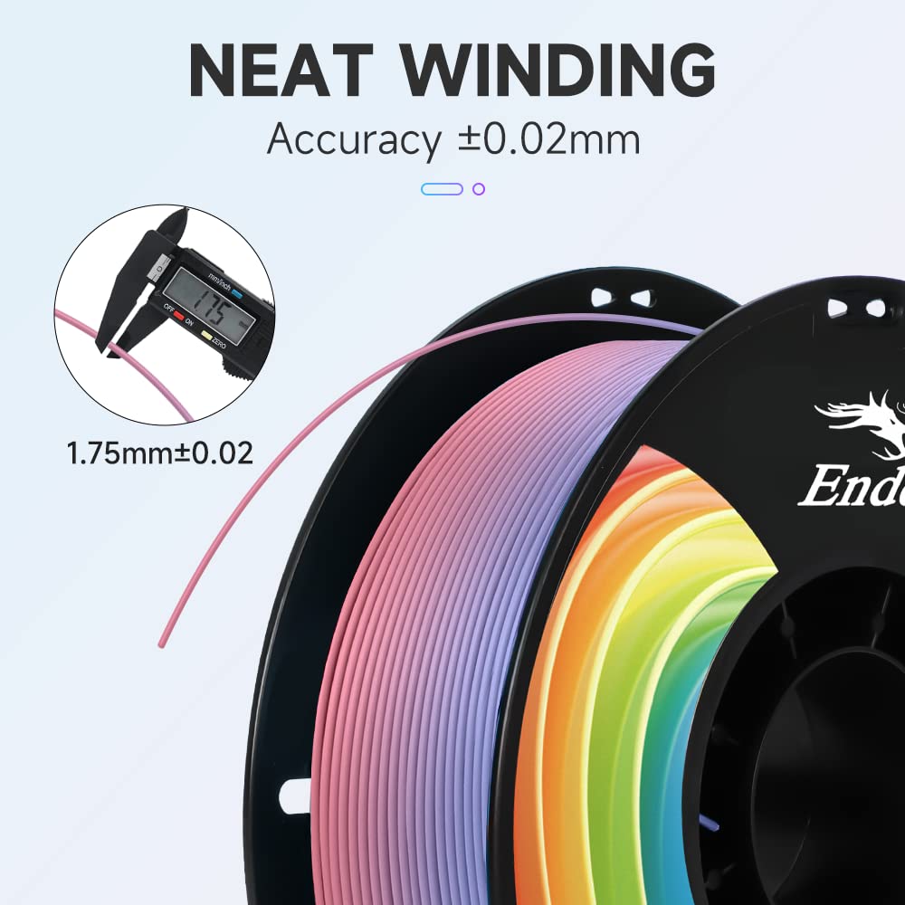 Creality 3D Printer Filament 1.75mm, Rainbow PLA Plus Filament, Multicolor Strong Toughness No-Tangling Dimensional Accuracy +/- 0.03mm, 1KG Spool(2.2lbs)