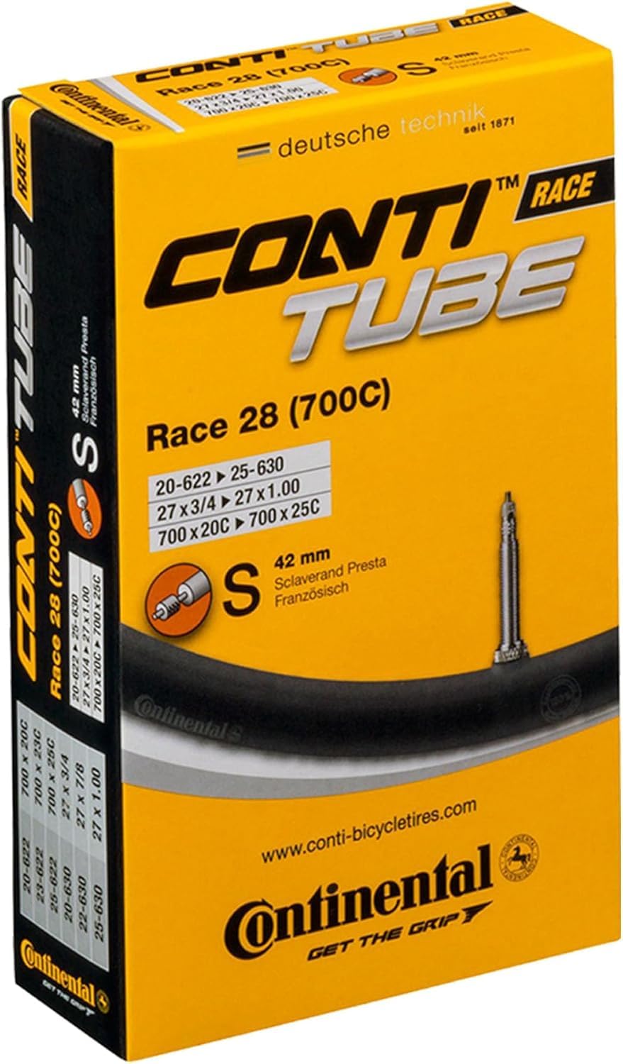 Continental Race 28 700x20-25c Bicycle Inner Tubes - 42mm Long Presta Valve - 2 Pack