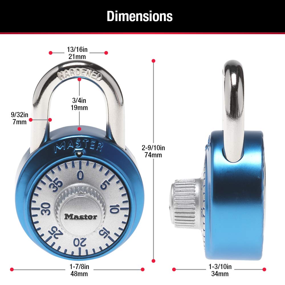 Master Lock 1561DAST Locker Lock Combination Padlock, 1 Pack, Colors May Vary