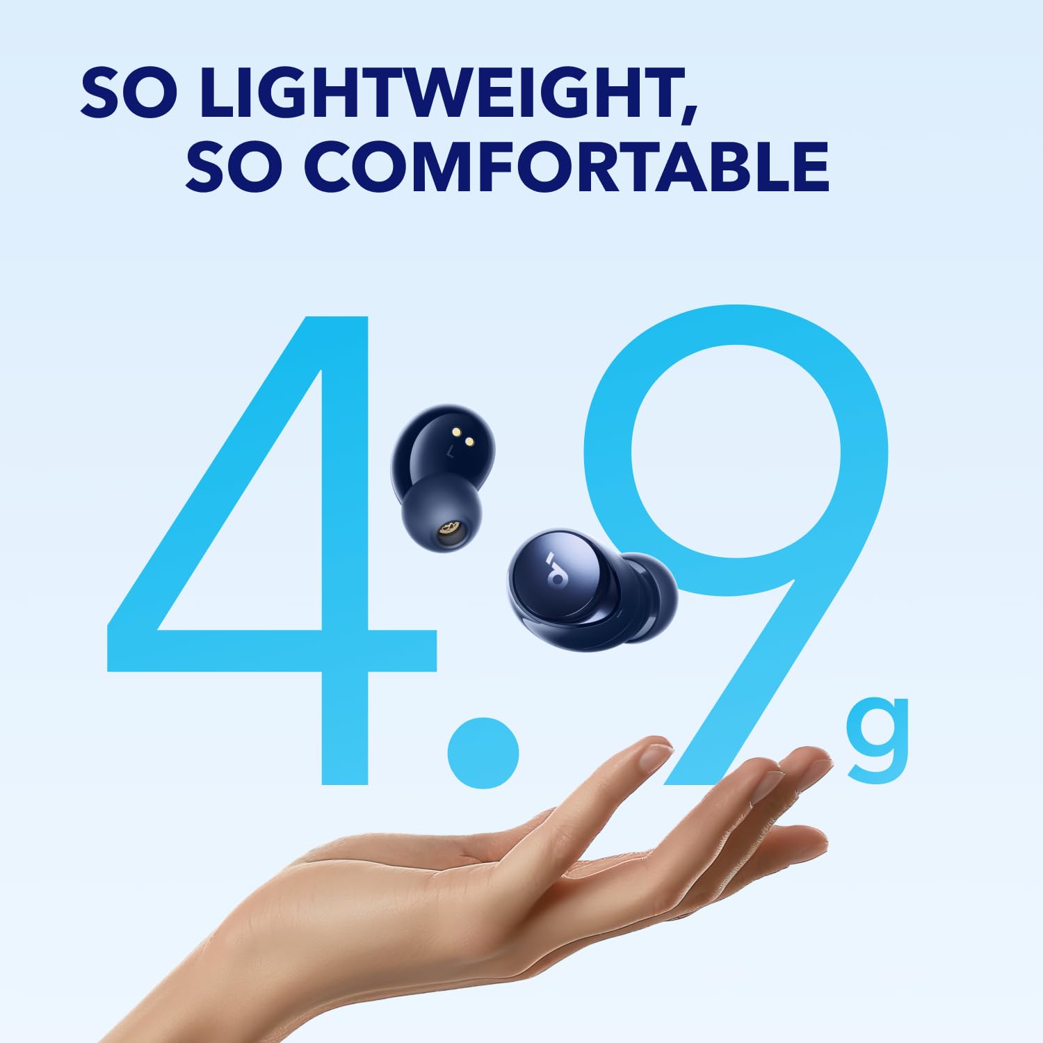soundcore by Anker Space A40 Auto-Adjustable Active Noise Cancelling Wireless Earbuds, Reduce Noise by Up to 98%, 50H Playtime, Hi-Res Sound, Comfortable Fit, App Customization, Wireless Charge (Blue)