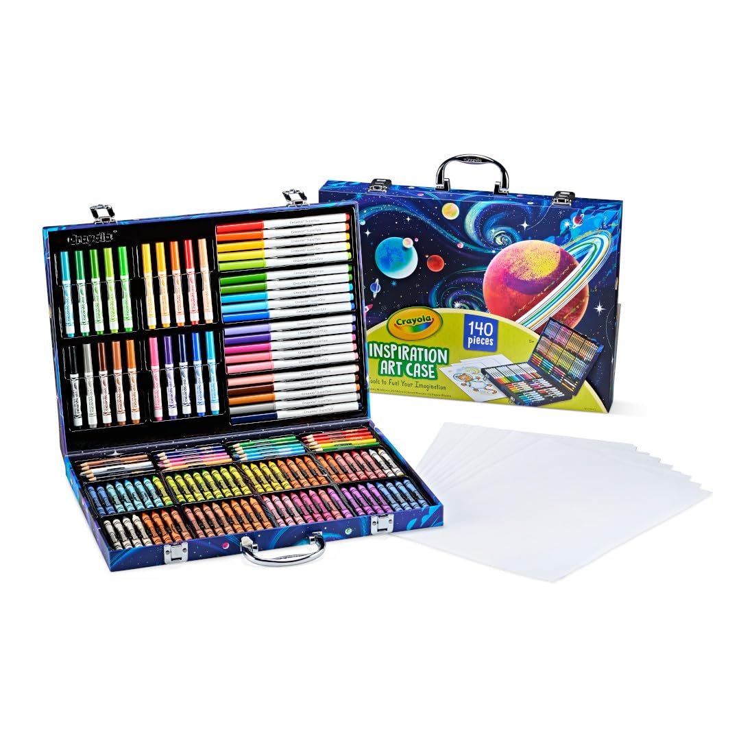 Crayola Inspiration Art Case Coloring Set, 140pc Space Theme - Art Kit for Kids, Crayons, Markers, Pencils, Gift for Boys & Girls, Ages 5, 6, 7, 8 [ Exclusive]
