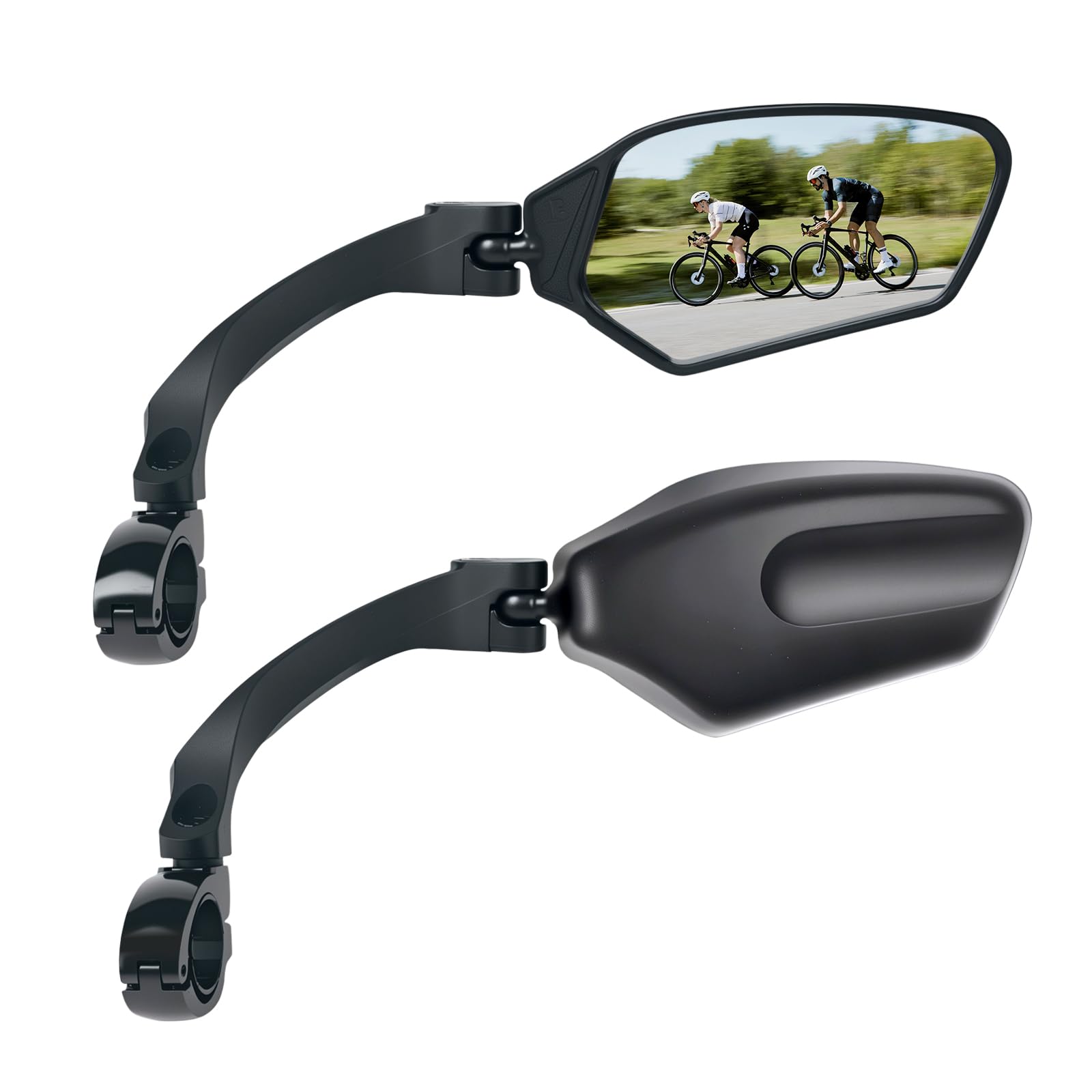 Adjustable Handlebar Bike Mirror, Shatterproof HD Glass Lens, Universal Fit Rearview Bicycle Mirrors, 360 degrees Rotatable, Compatible with Mountain Bikes, E-bikes, Road Bikes(1 Pair)