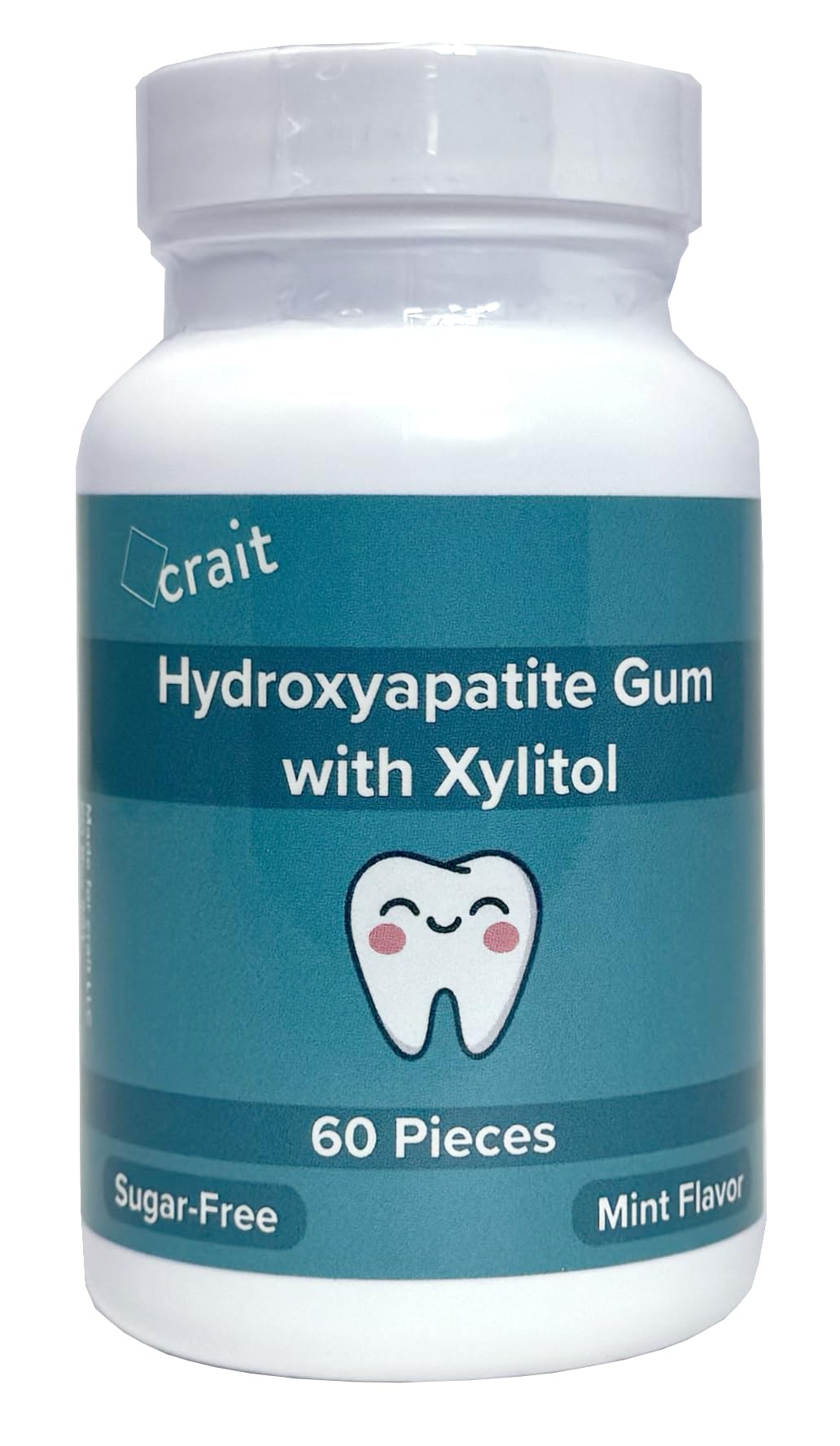 crait Hydroxyapatite Gum Remineralizing Gum with Non-Nano Hydroxyapatite and Xylitol, 70mg HA Per Piece, Sugar-Free Mint Chewing Gum for Fresh Breath 60 Pieces