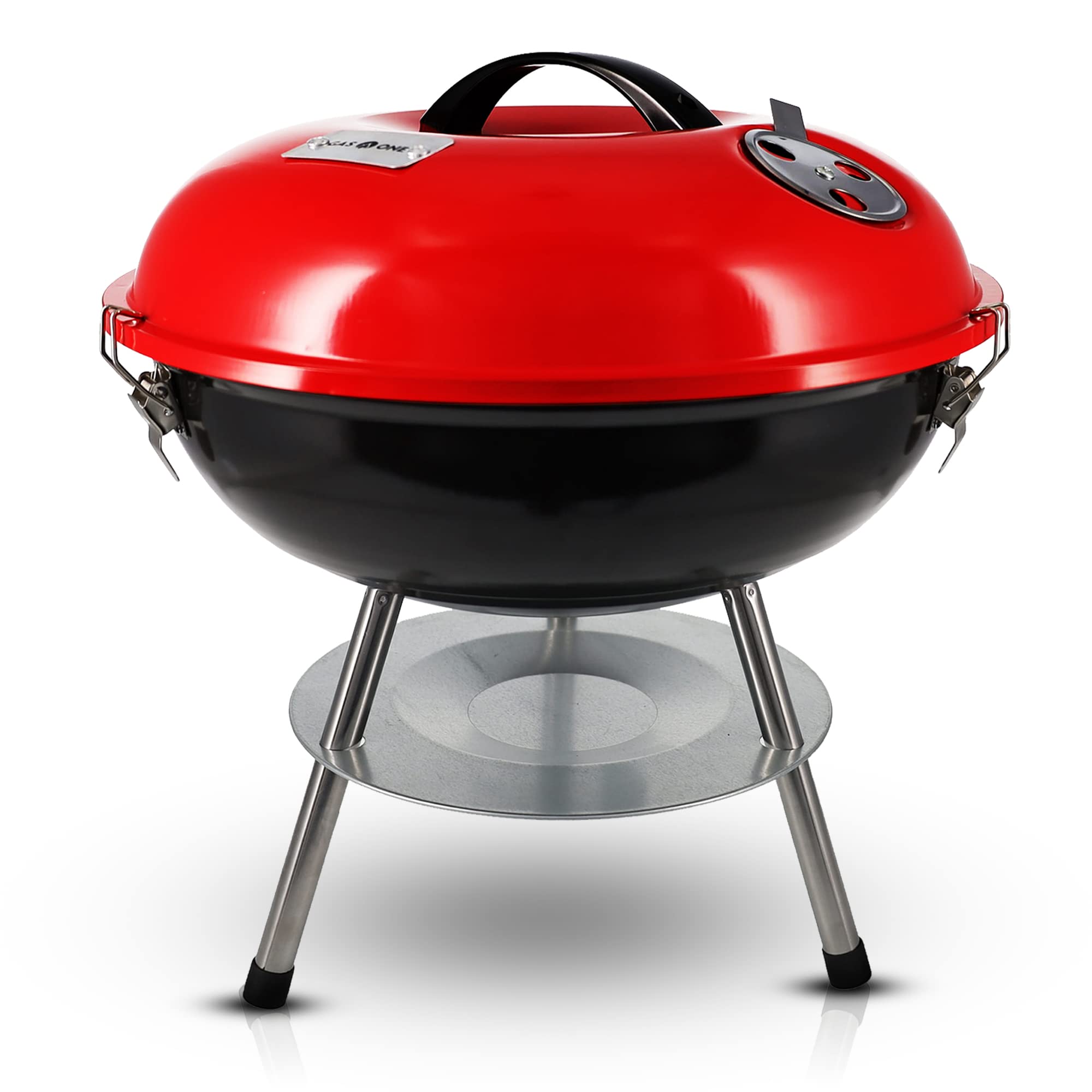 Gas One - 14-inch Portable Barbecue Grill with 3-Point Locking Lid for Heat Preservation - Dual Venting System - Small Charcoal Grill for Backyard, Camping, Boat