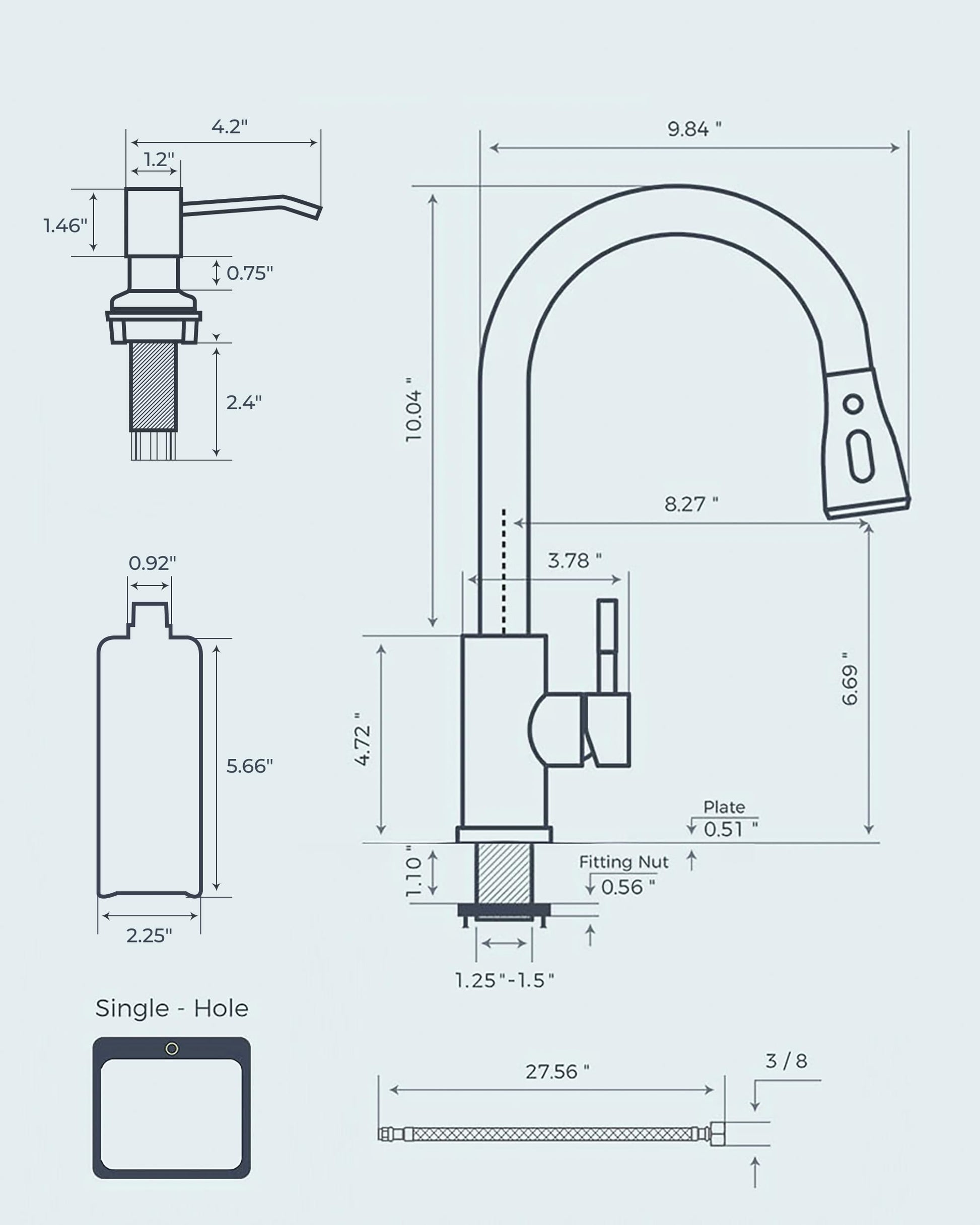 FORIOUS Black Kitchen Faucet with Soap Dispenser and Pull Down Sprayer, Bar High Arc Single Handle Classic 3 Modes Stainless Steel Faucet for Kitchen Sink Farmhouse RV Laundry Camper