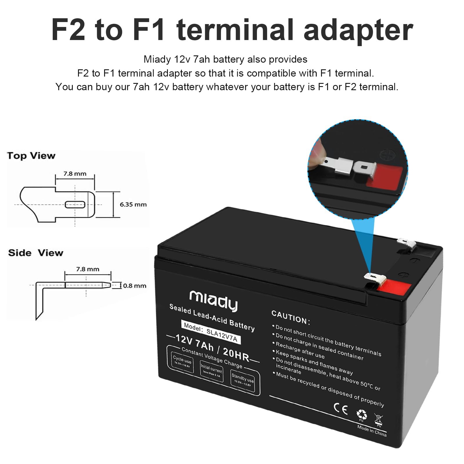 Miady 12V 7Ah Rechargeable Sealed Lead Acid Battery (2 Pack)