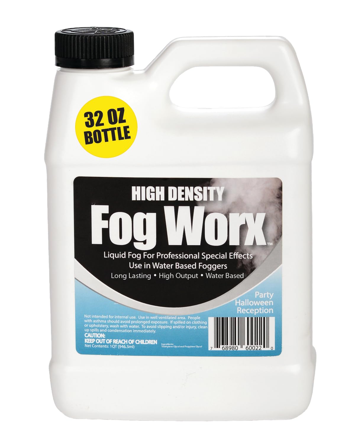 FogWorx Extreme High Density Fog Juice - Quart - 32 Fluid Ounces of Long Lasting, High Output, Odorless Water Based Machine Fluid for 400 to 1500 Watt Machines