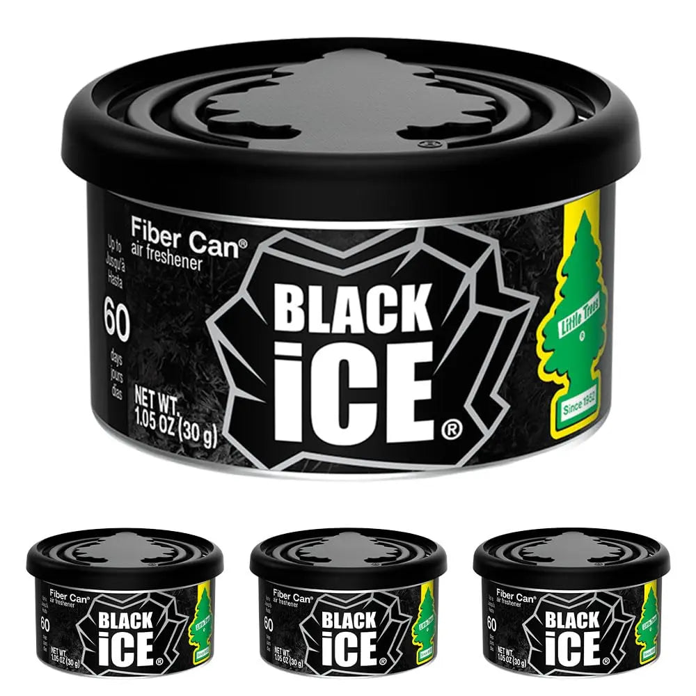 LITTLE TREES Car Air Freshener | Fiber Can Provides Long Lasting Scent for Auto or Home | Recycled Fiber | Black Ice, 4 Air Fresheners