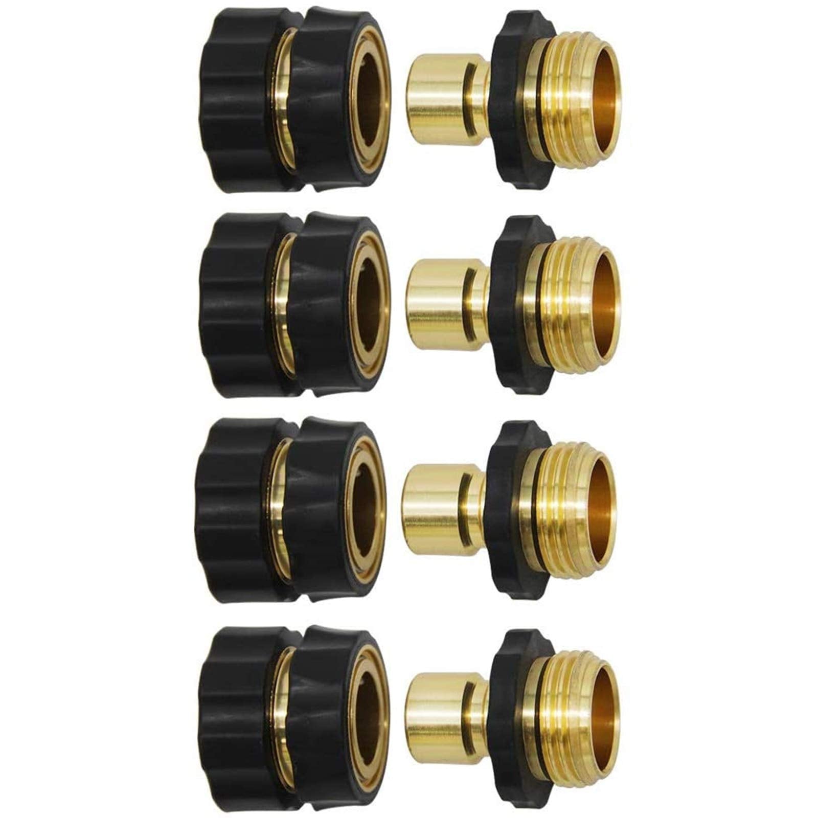 Twinkle Star 3/4 Inch Garden Hose Fitting Quick Connector Male and Female Set, 4 Set, Garden Hose Adapter, Quick Connect Hose Fittings, Garden Hose Connector, Hose Attachment