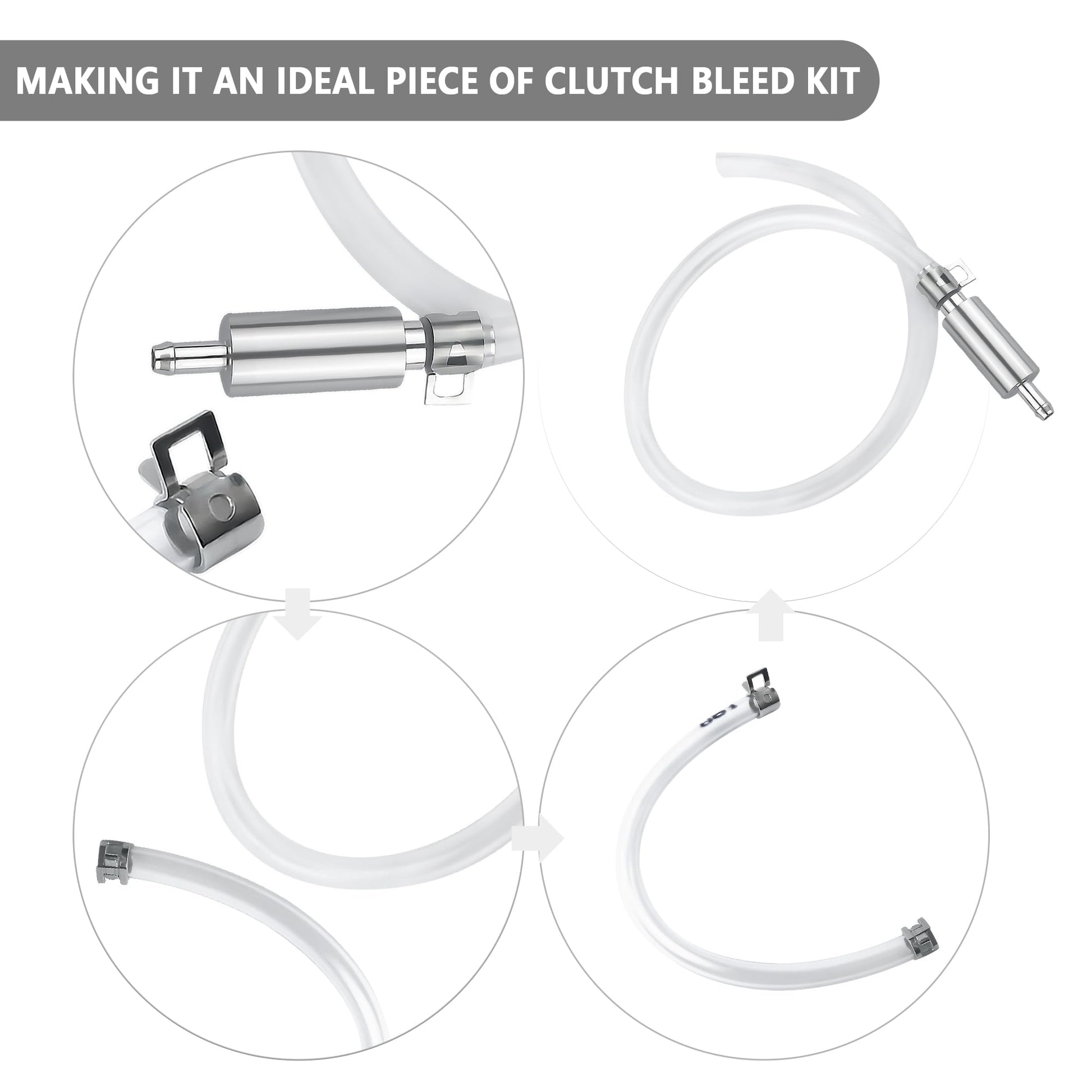 IHOTDER Car Brake Bleeder Hose with One Way Check Valve,Durable Brake Fluid Bleeder Hoses Replacement,Universal Brake Bleeder Tool Car Accessories for Car Motorbike Bike (1 Set)
