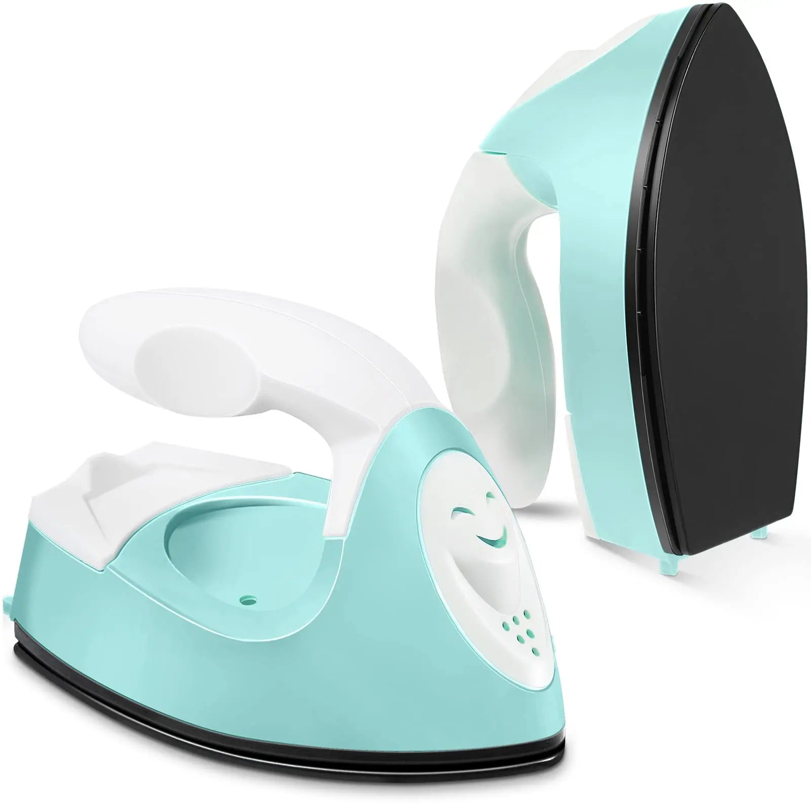 Honoson Mini Craft Iron Mini Heat Press Small Iron Portable Handy Tiny Flatiron with Charging Base Accessories for Fuse Beads Patch DIY Shoes T-Shirts Heat Transfer Vinyl Projects(Mint Green)