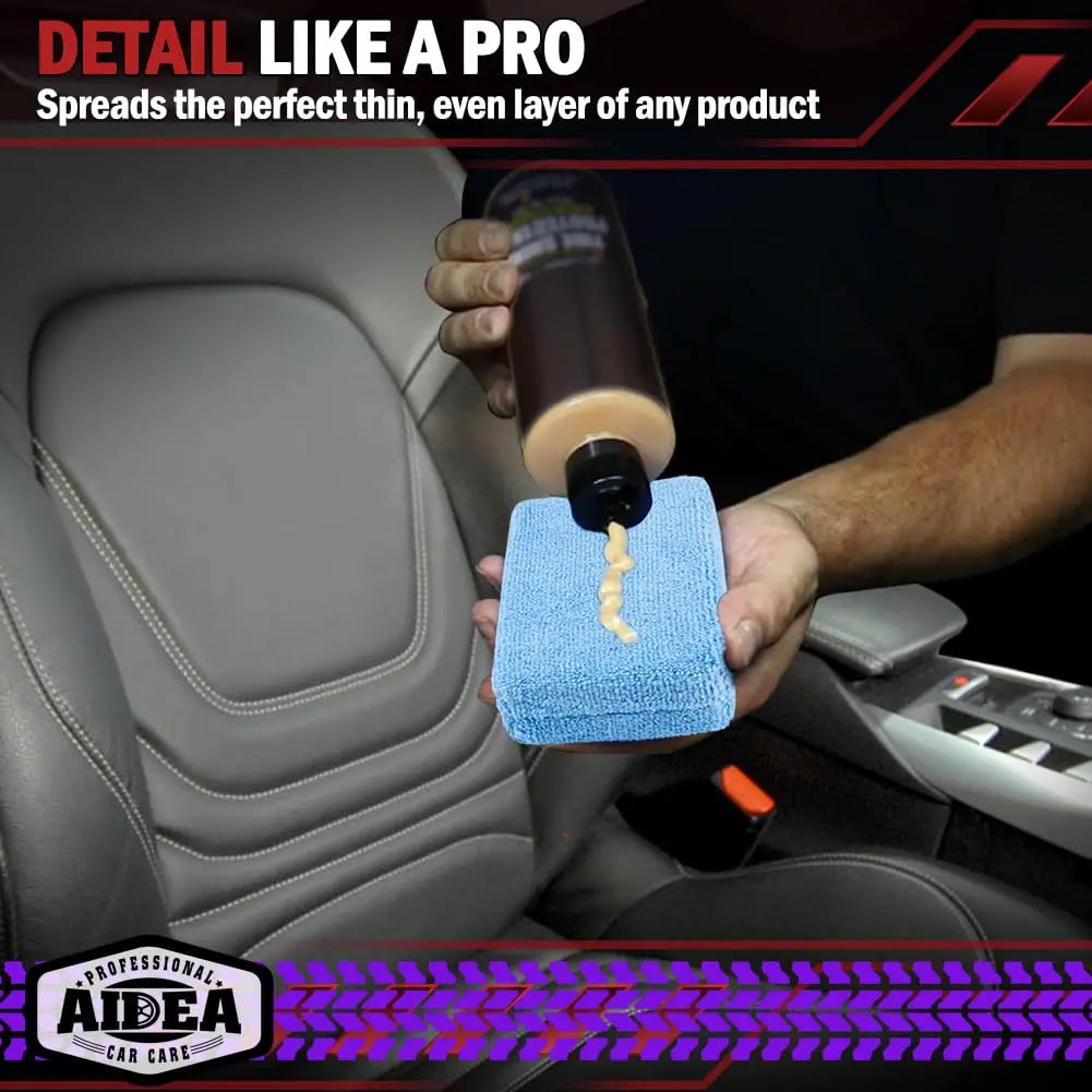 AIDEA Microfiber Applicator Pad-8Pack, Car Wash Sponge, Premium Microfiber Sponge and Cleaning Pads, Perfect for Effortless Wax, Sealant, and Conditioner Application - Blue