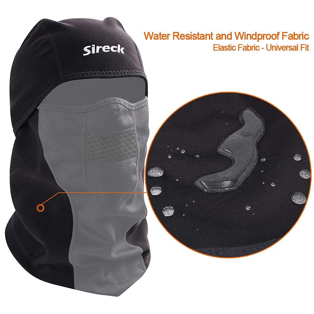 Sireck Cold Weather Balaclava Ski Mask, Water Resistant and Windproof Fleece Thermal Face Mask, Cycling Motorcycle Neck Warmer Hood Winter Gear for Men Women