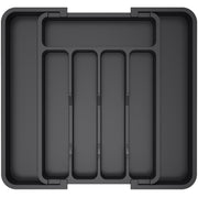 Lifewit Medium Silverware Drawer Organizer, Expandable Utensil Tray for Kitchen, BPA Free Flatware and Cutlery Holder, Adjustable Plastic Storage for Spoons Forks Knives, Black