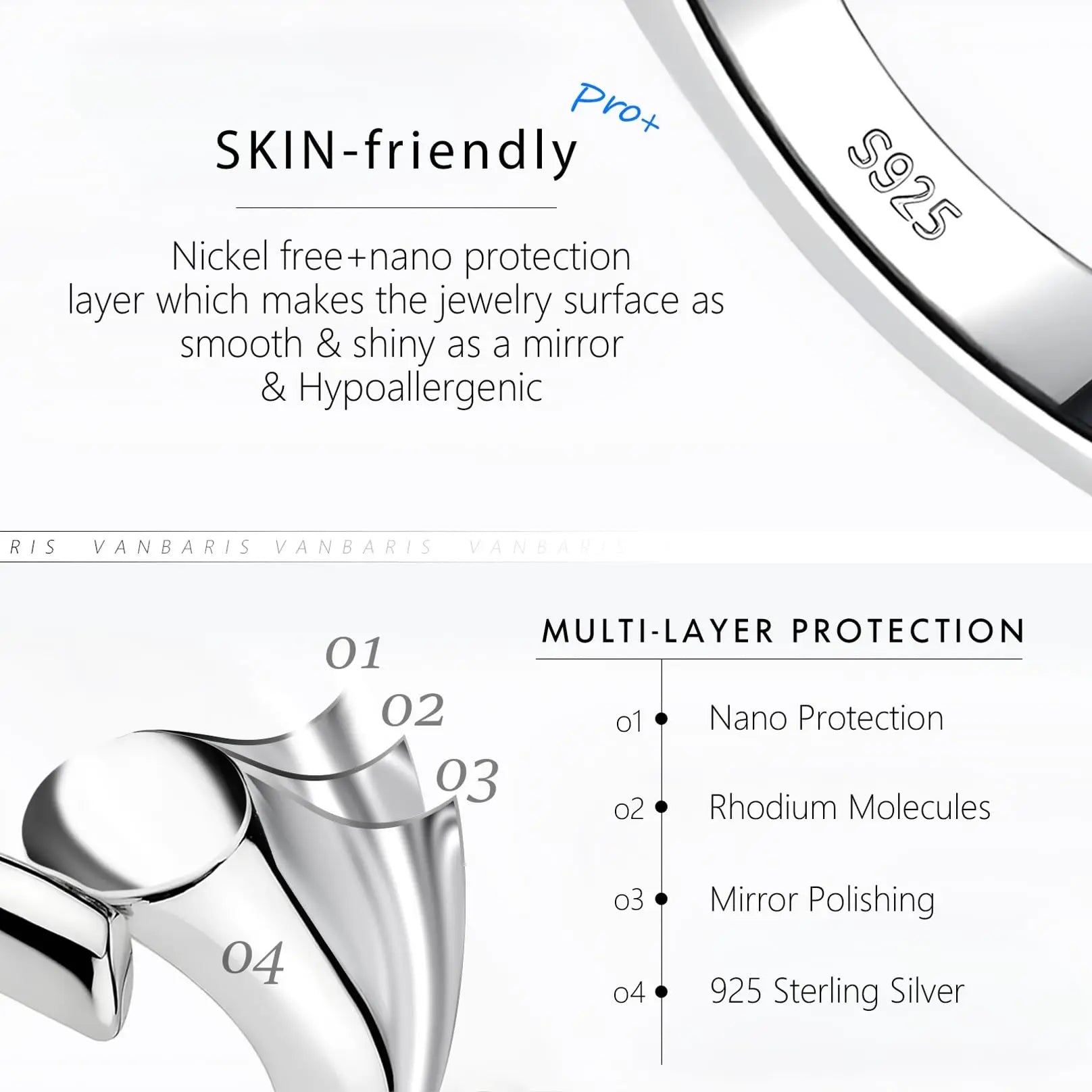 VANBARIS Gold Necklace Extender 14K, Necklace Extenders Gold 925 Sterling Silver Bracelet Anklet Jewelry Extension Chain for Necklaces, 3 Piece Set (1, 2, 3 Inches)