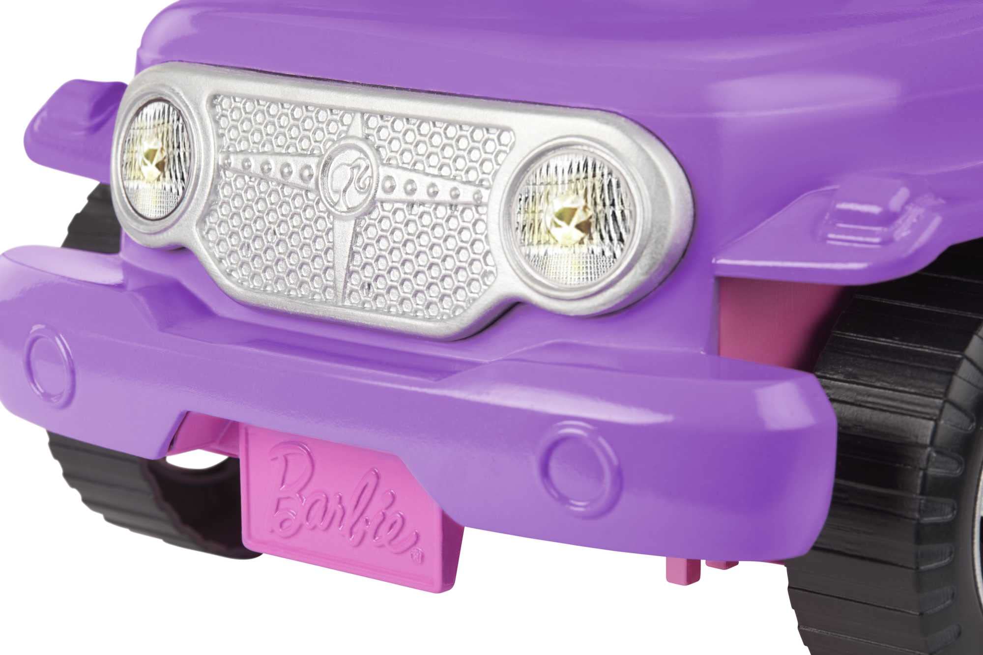 Barbie Toy Car, Doll-Sized SUV, Purple Off-Road Vehicle with 2 Pink Seats & Treaded, Rolling Wheels