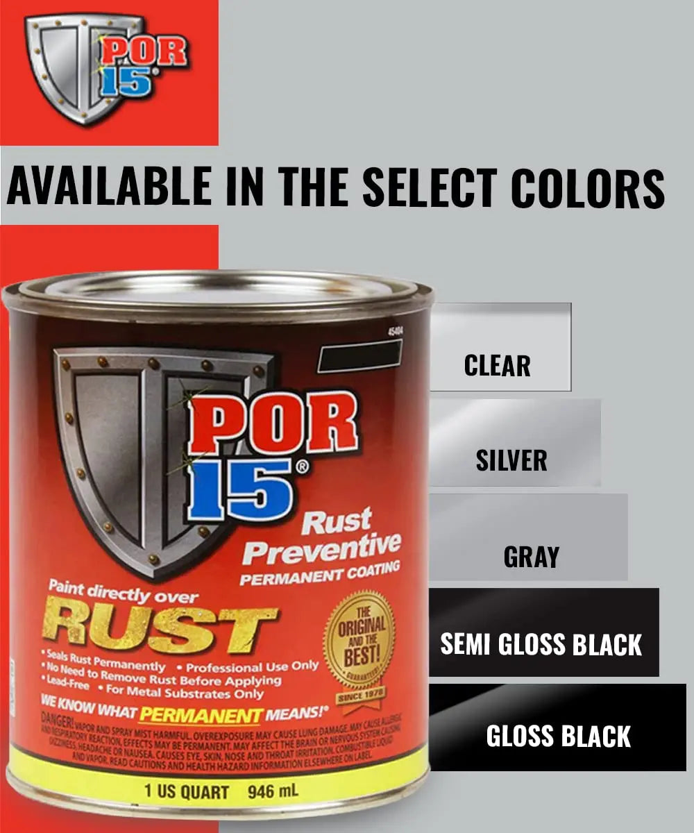 POR-15 Rust Preventive Coating, Stop Rust and Corrosion Permanently, Anti-rust, Non-porous Protective Barrier, 32 Fluid Ounces, Semi-gloss Black