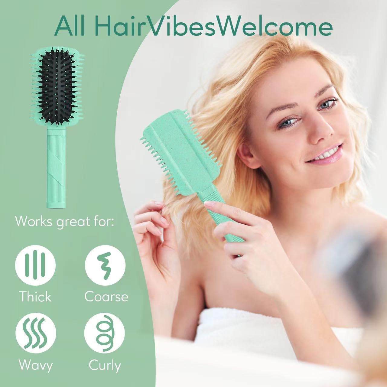 Curly Hair Brush Defining, Volume Curl Defining Brush for Effortlessly Detangling Shaping and Styling Women's Curls, Waves & Coils, Curly Hair Products, Reduce Frizz (Green 1PC)