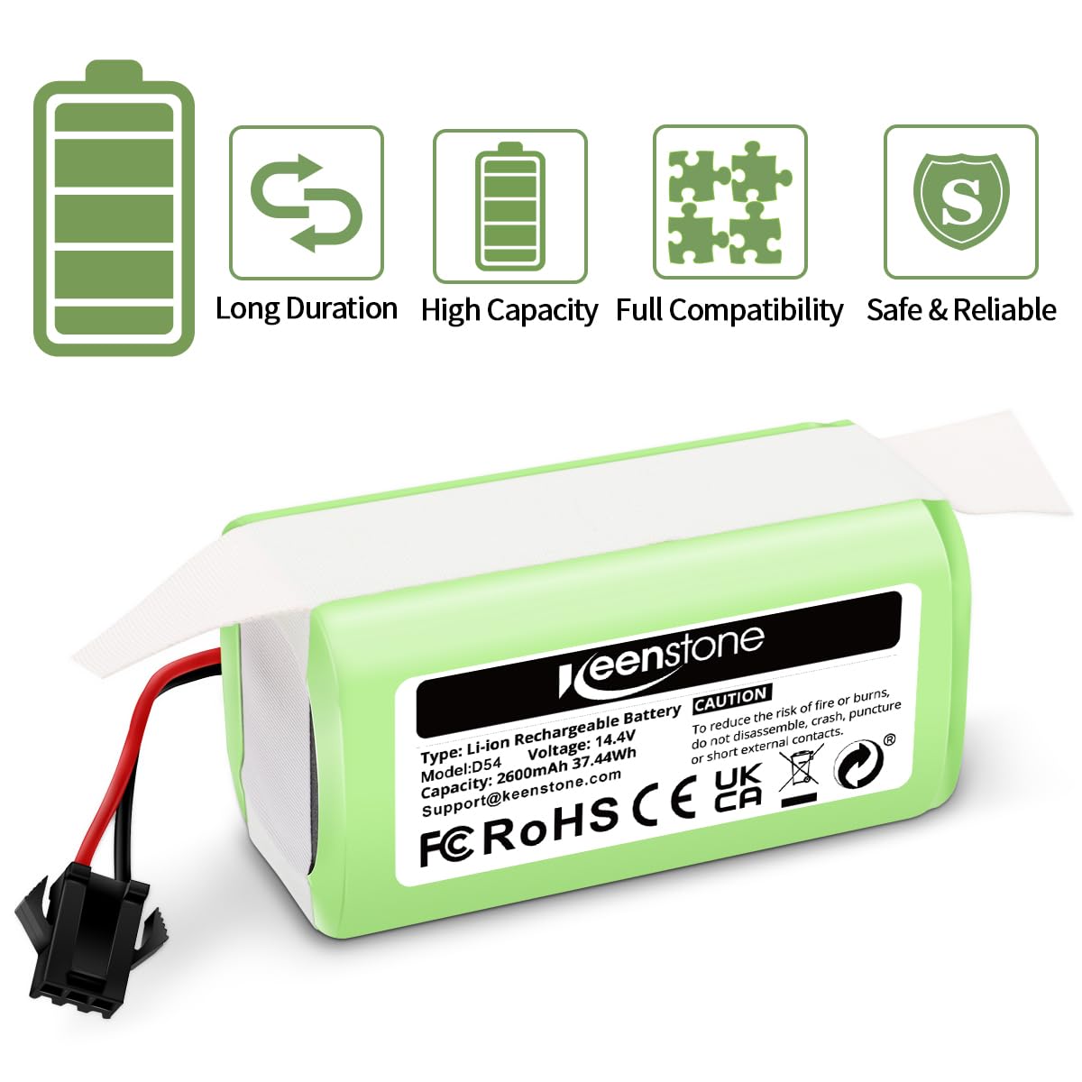Replacement Battery Compatible with eufy RoboVac 11 11C 11S Plus 11S MAX 12 15C 15C MAX 15T 25C 30C G10 Hybrid G30 Edge R500 R450 & Ecovacs Deebot N79 N79S N95 DN622 661 | 14.4V 2600mAh