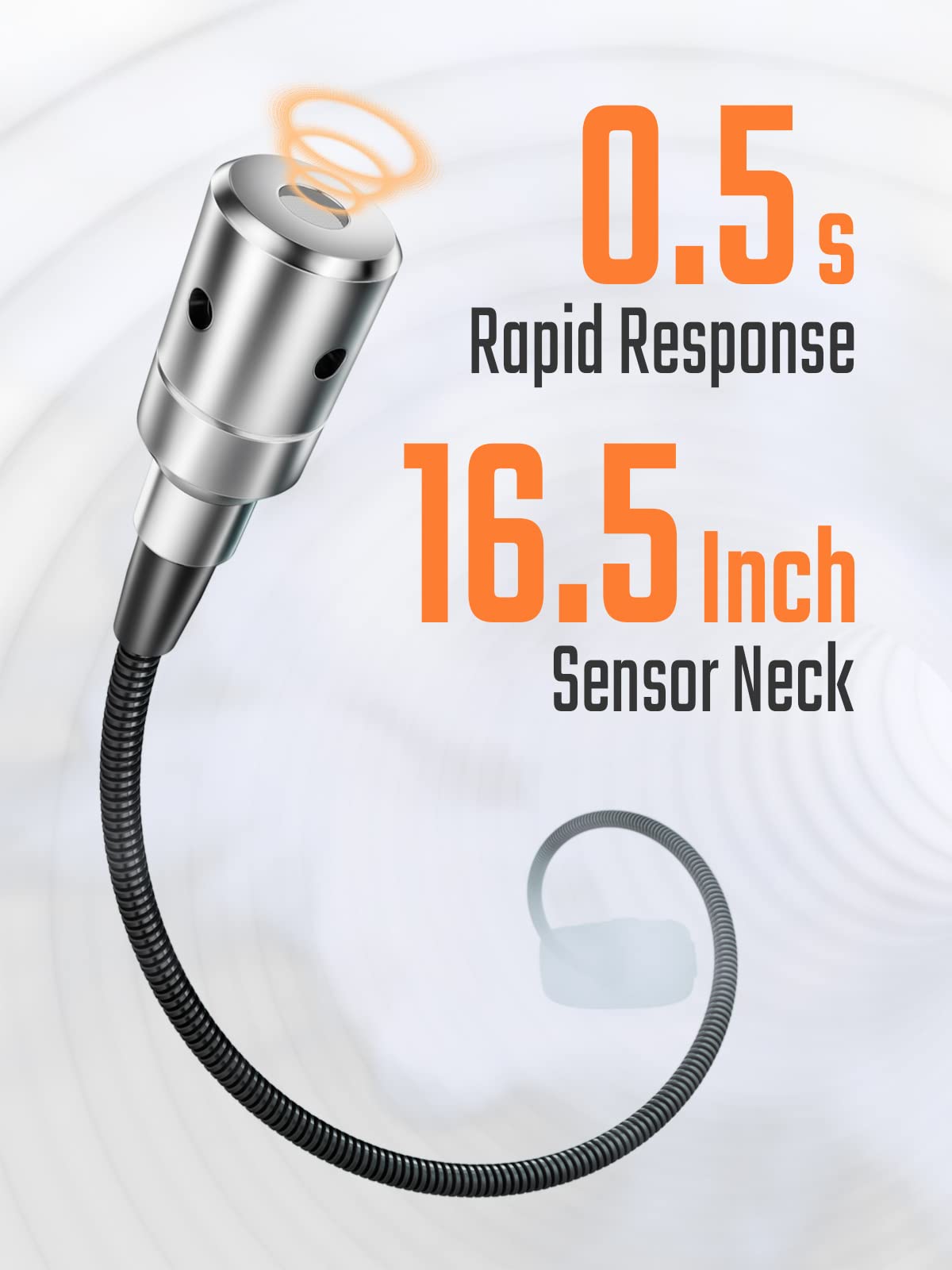 PT520A Natural Gas Detector, Gas Leak Detector with 17-Inch Gooseneck, Locating The Source Like Propane, Methane, and Butane for Home and RV (Includes Battery x3) - Orange