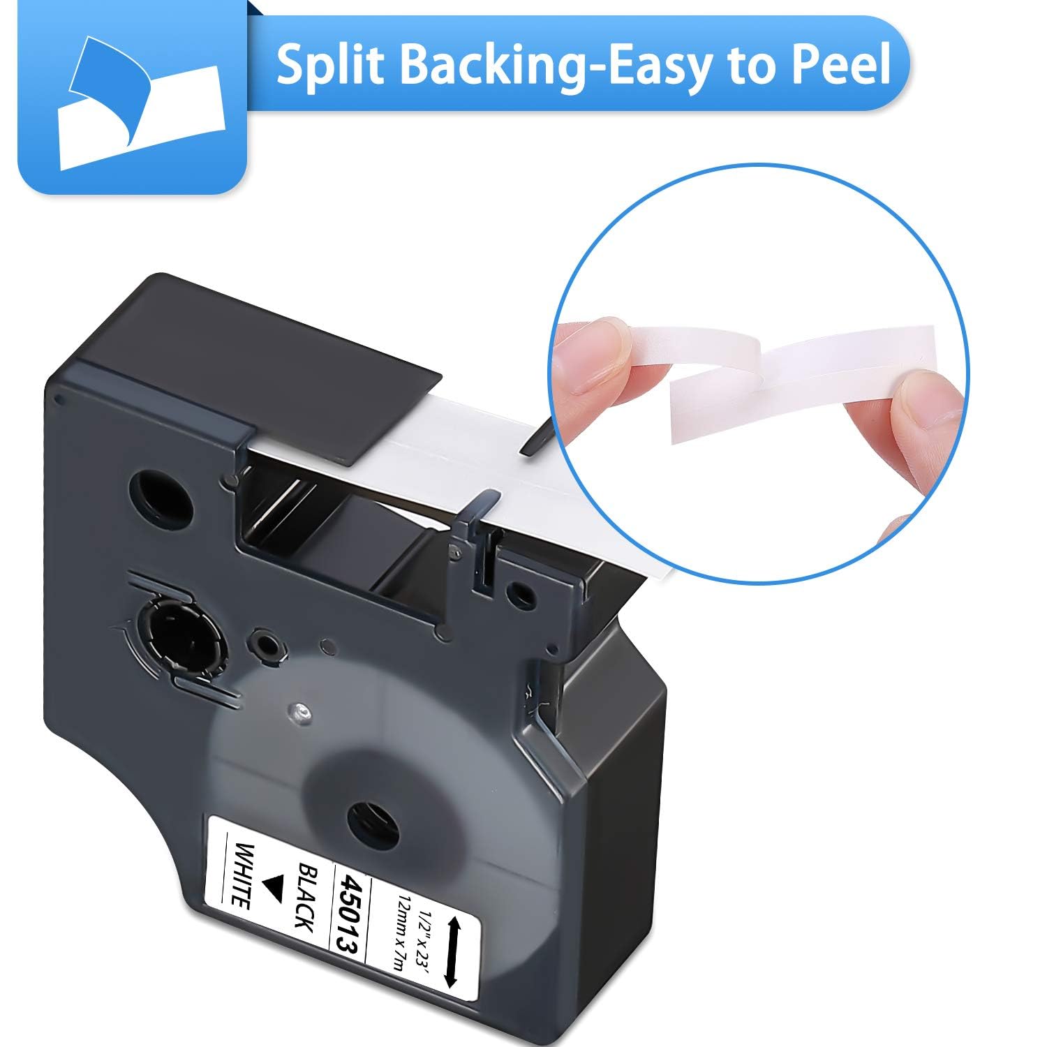 6-Pack Dymo D1 Label Tape 45013 Black on White 1/2 Inch x 23 Feet Compatible for DYMO LabelManager 160 280 210D 360D 420P Wireless PnP 220P 260P 500TS 450DUO
